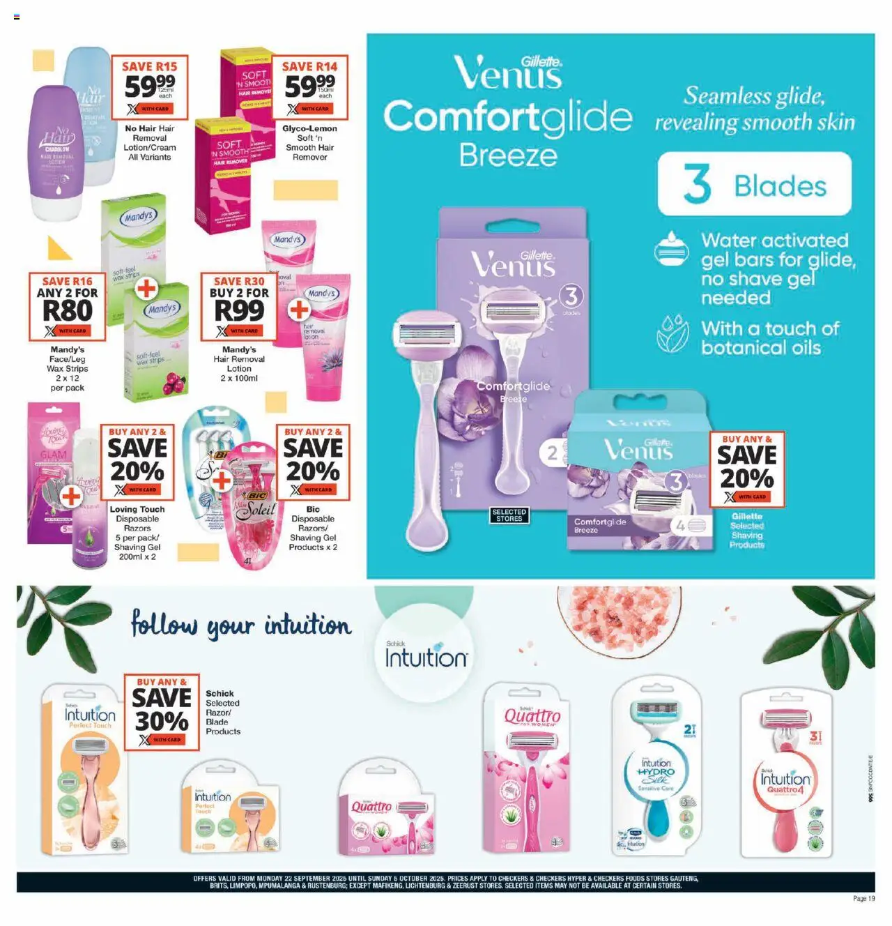 New Checkers catalogue – valid from 22.09.2025 | Page: 19 | Products: Wax, Water, Razors, Lotion