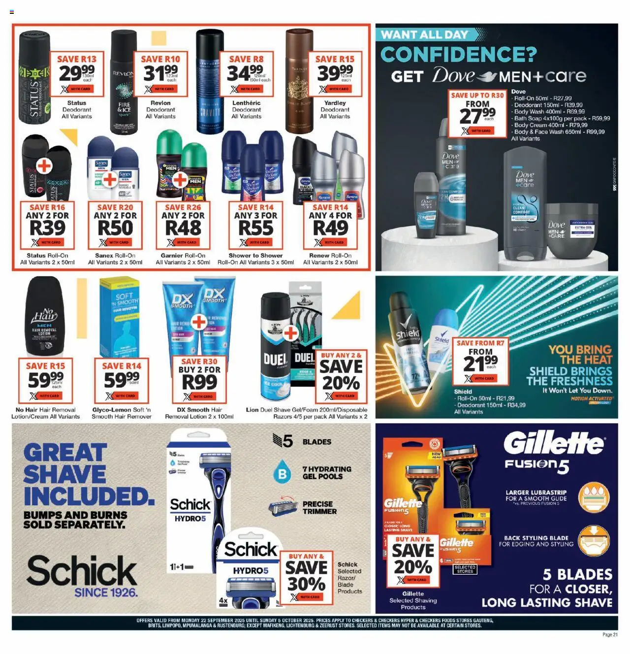New Checkers catalogue – valid from 22.09.2025 | Page: 21 | Products: Body cream, Deodorant, Body wash, Lotion