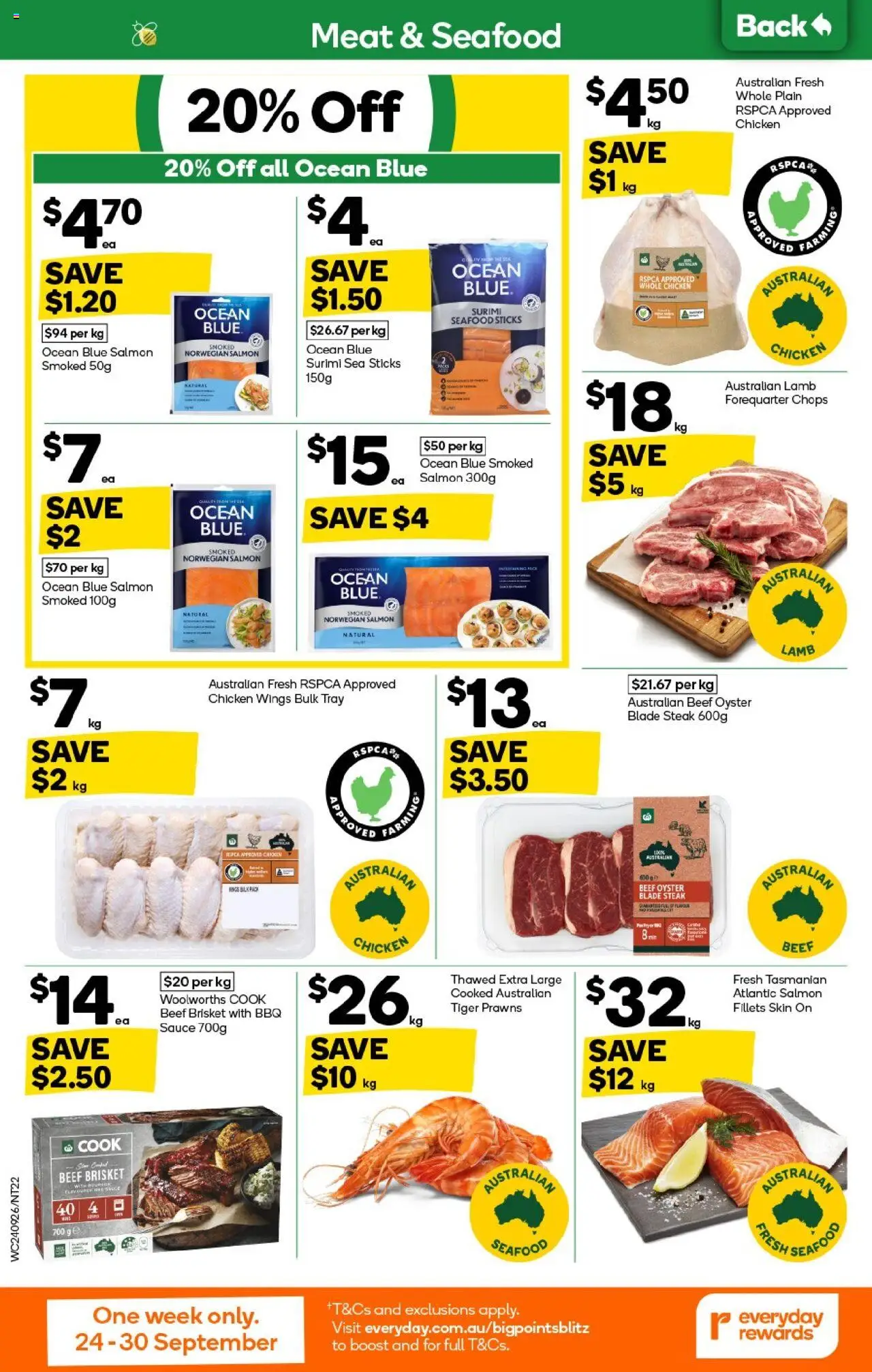 Woolworths catalogue - valid from 24.09.2025 | Page: 22 | Products: Lamb, Meat, Prawns, Steak