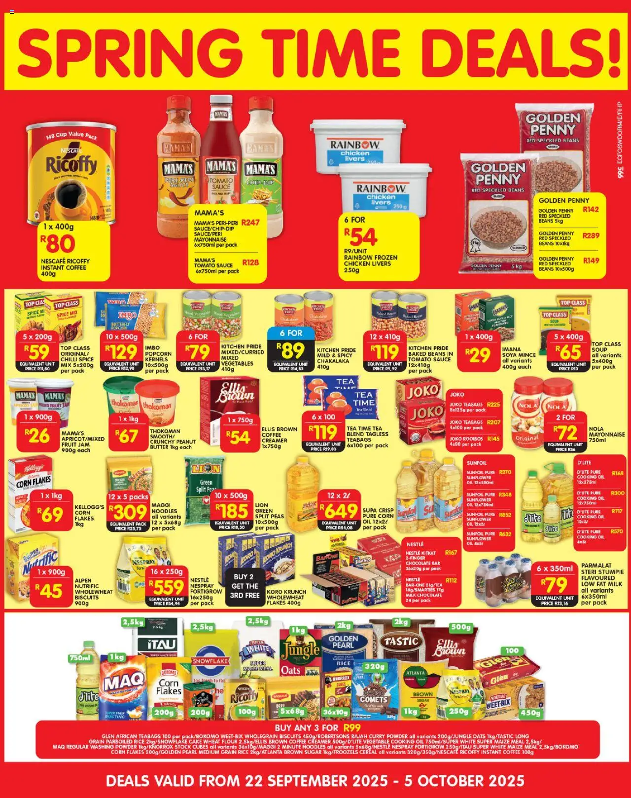 New Shoprite catalogue – valid from 22.09.2025 | Page: 3 | Products: Biscuits, Coffee, Tea, Flakes