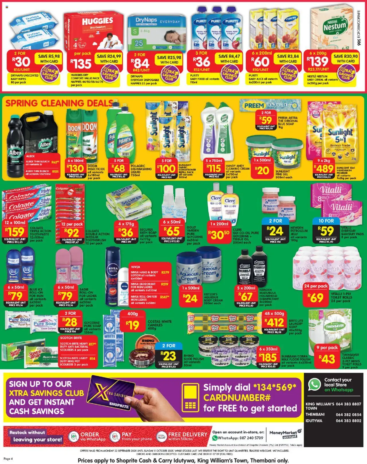 New Shoprite catalogue – valid from 22.09.2025 | Page: 4 | Products: Toilet, Wax, Powder, Lotion