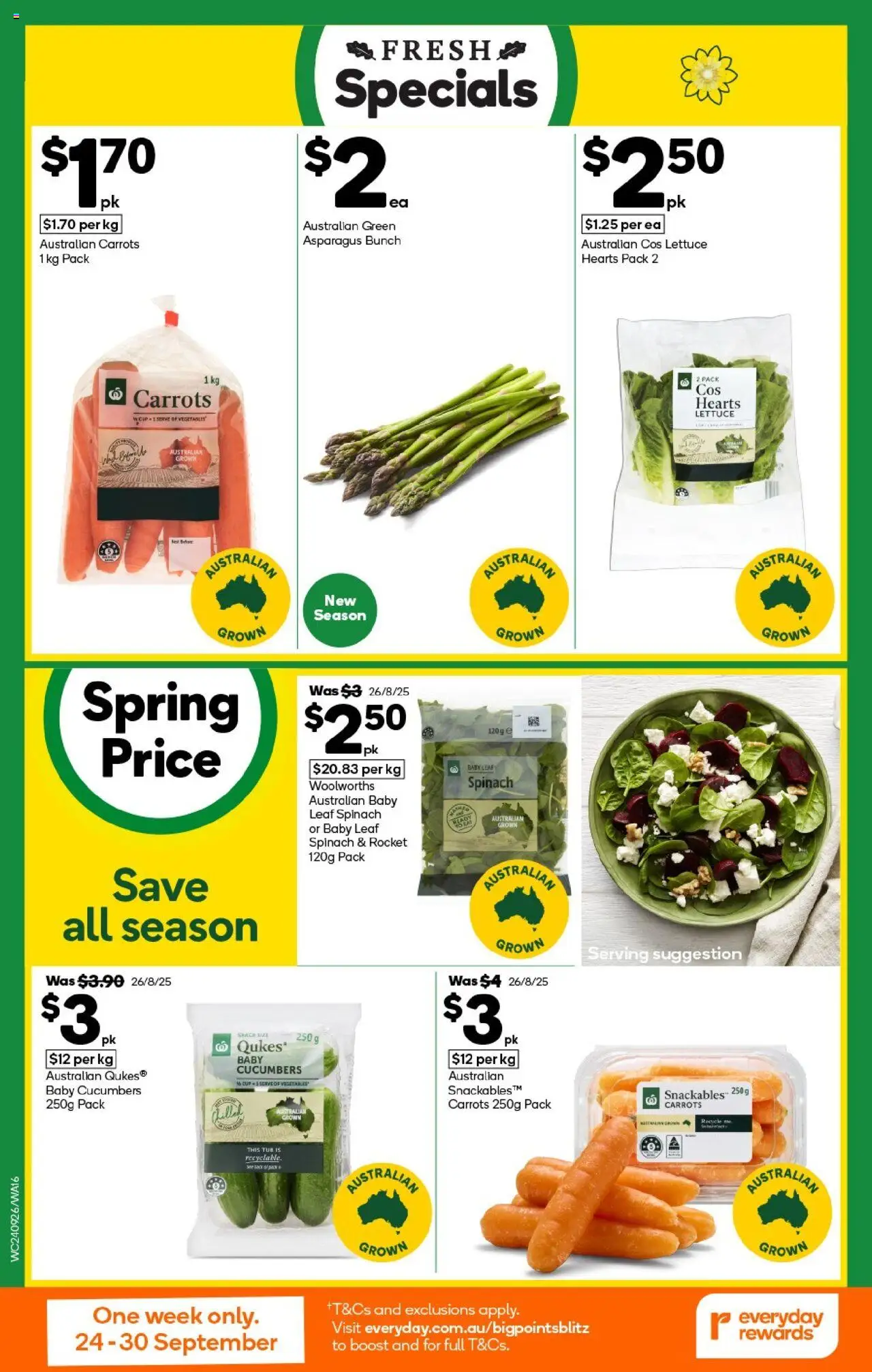 Woolworths catalogue - valid from 24.09.2025 | Page: 16 | Products: Lettuce, Carrots, Cucumbers, Rocket