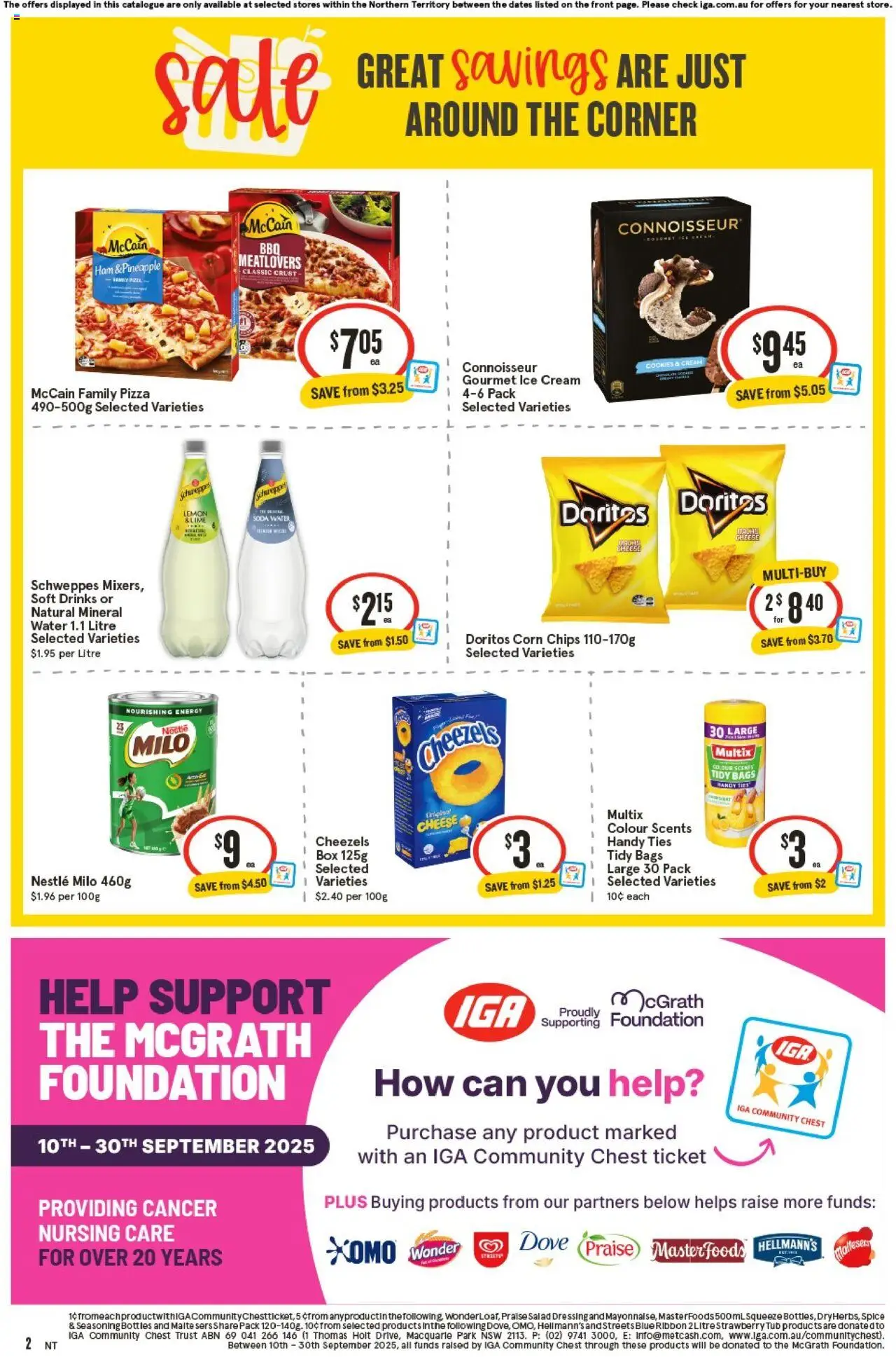 IGA catalogue - valid from 24.09.2025 | Page: 2 | Products: Chips, Ice cream, Lemon, Foundation