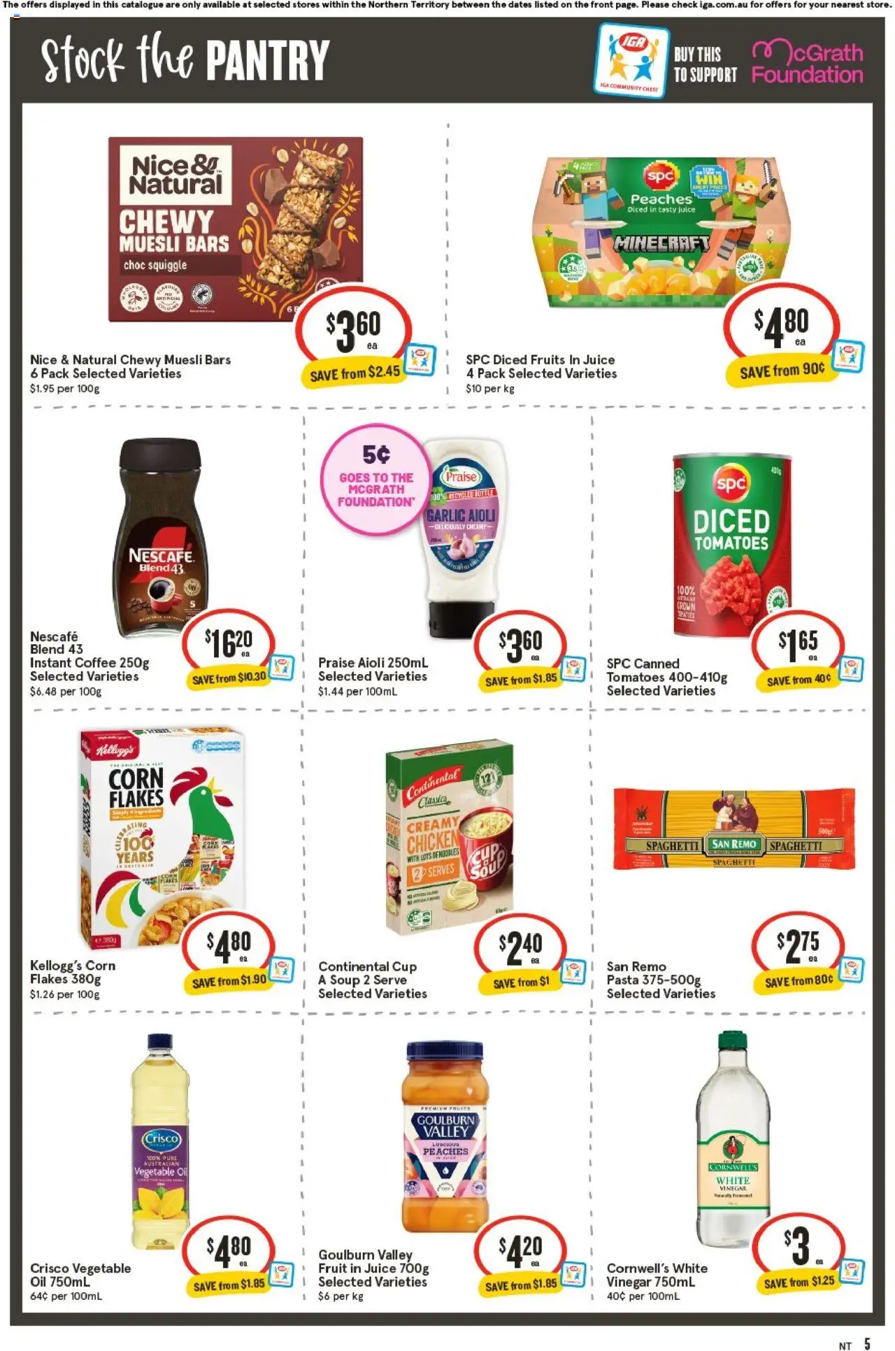 IGA catalogue - valid from 24.09.2025 | Page: 5 | Products: Oil, Tomatoes, Soup, Foundation