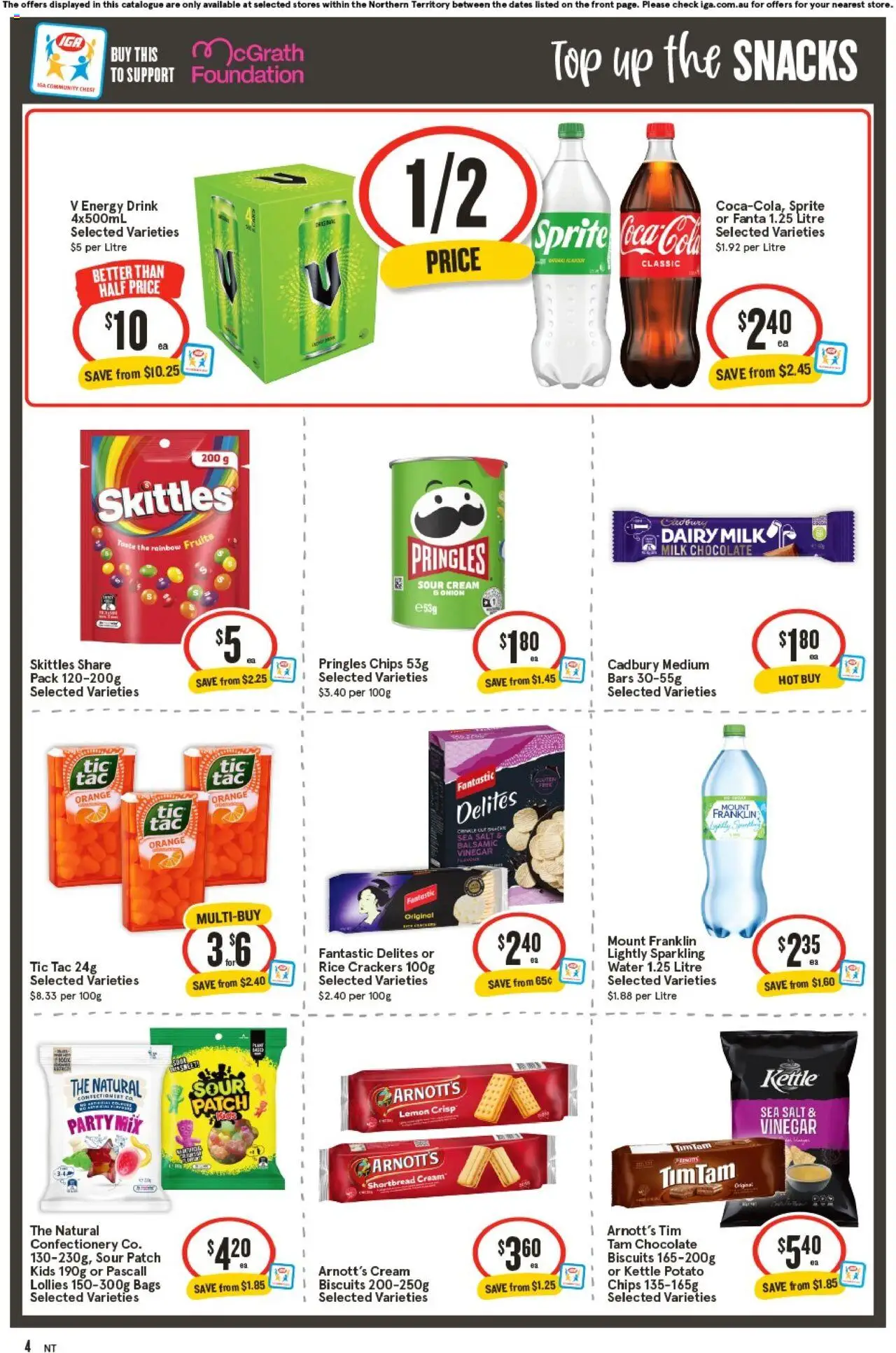 IGA catalogue - valid from 24.09.2025 | Page: 4 | Products: Chocolate, Sour cream, Chips, Biscuits