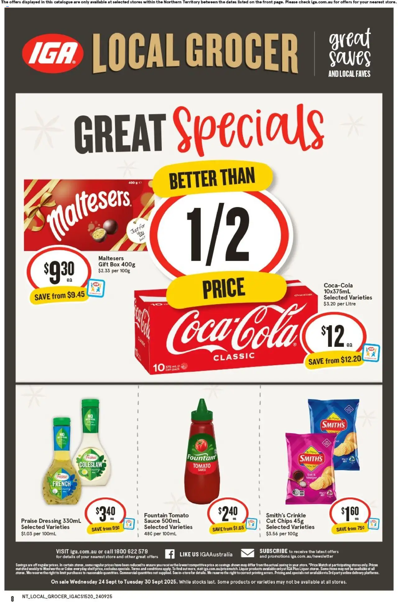 IGA catalogue - valid from 24.09.2025 | Page: 8 | Products: Box, Sauce, Fountain, Vinegar