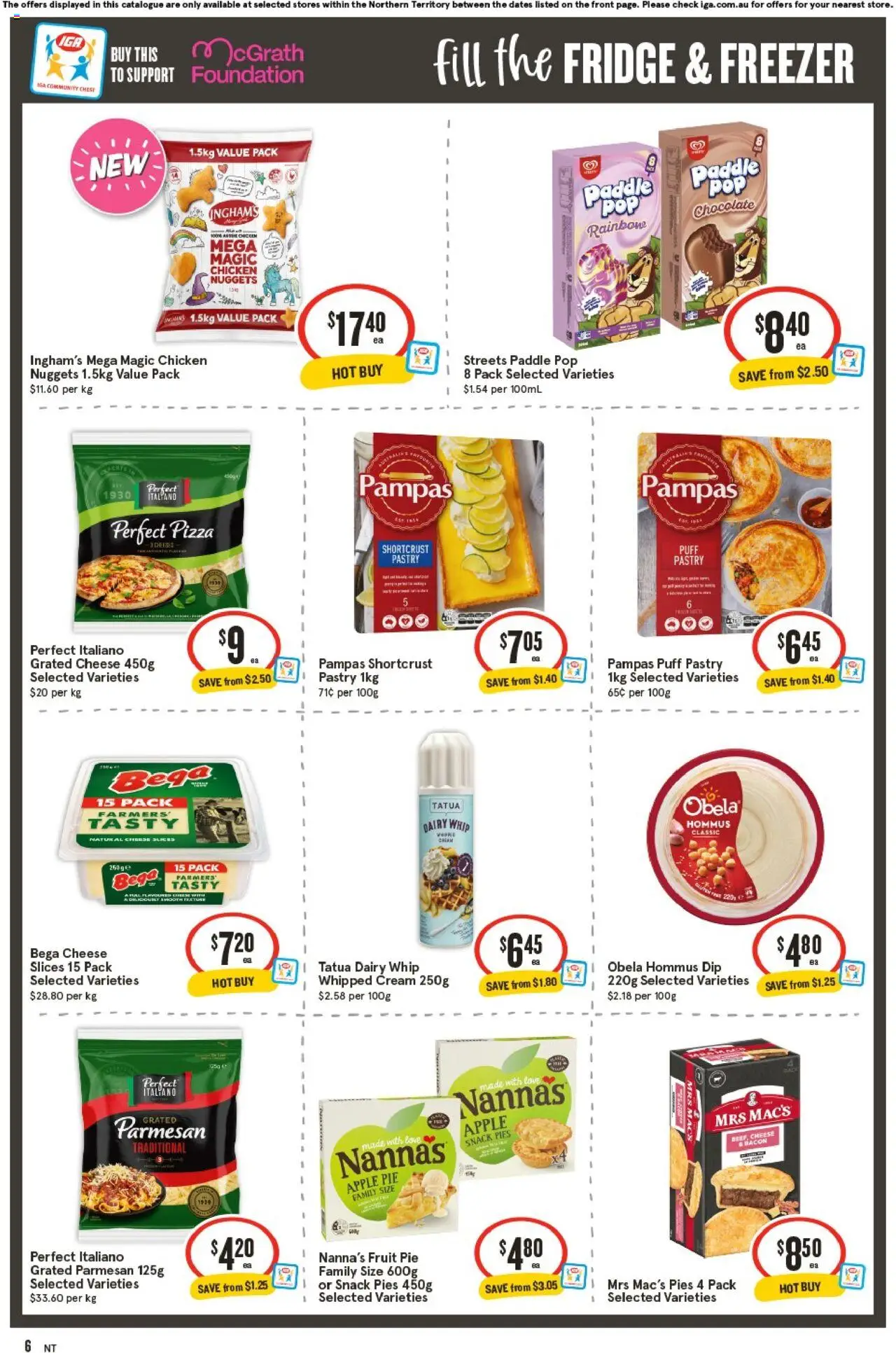 IGA catalogue - valid from 24.09.2025 | Page: 6 | Products: Chicken, Pies, Foundation, Freezer
