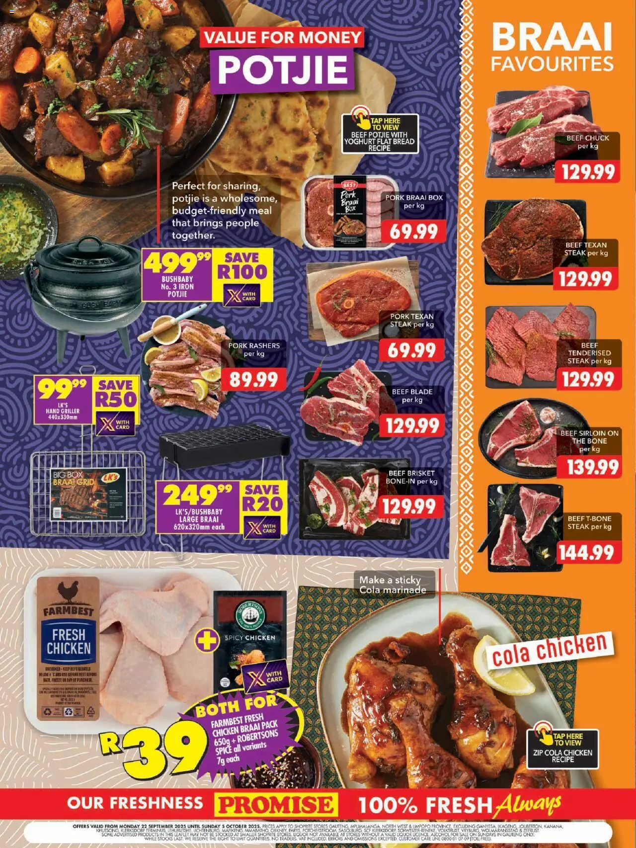 New Shoprite catalogue – valid from 22.09.2025 | Page: 2 | Products: Iron, Bread, Beef, Tap