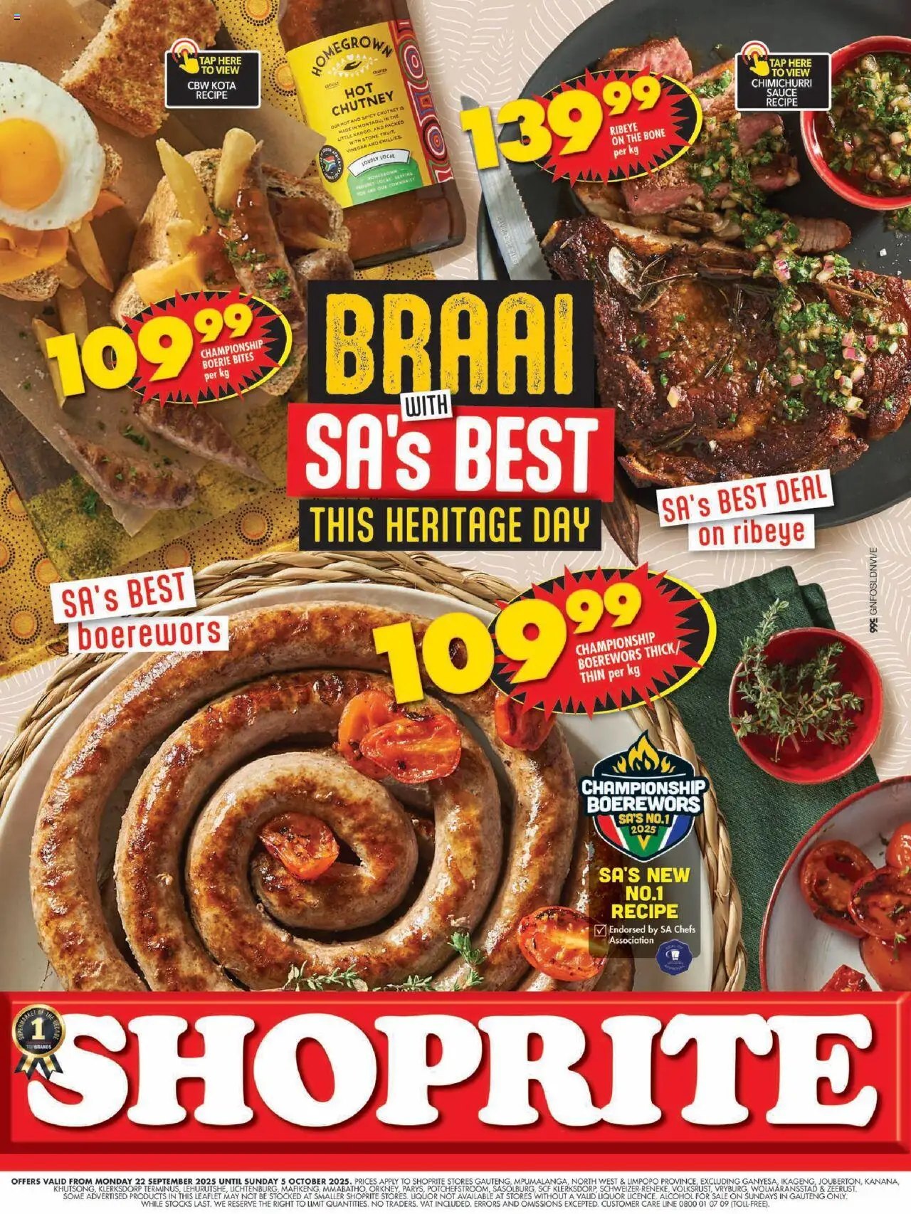 New Shoprite catalogue – valid from 22.09.2025 | Page: 1 | Products: Chutney, Vinegar, Tap, Sauce