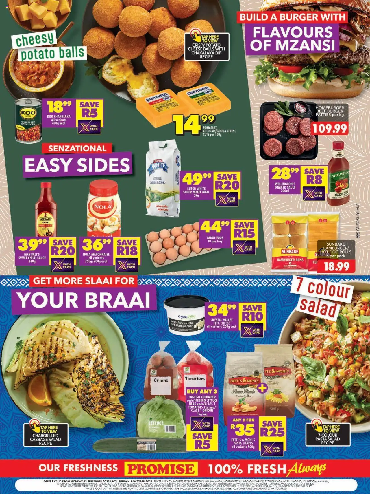 New Shoprite catalogue – valid from 22.09.2025 | Page: 3 | Products: Maize meal, Salad, Onions, Pepper