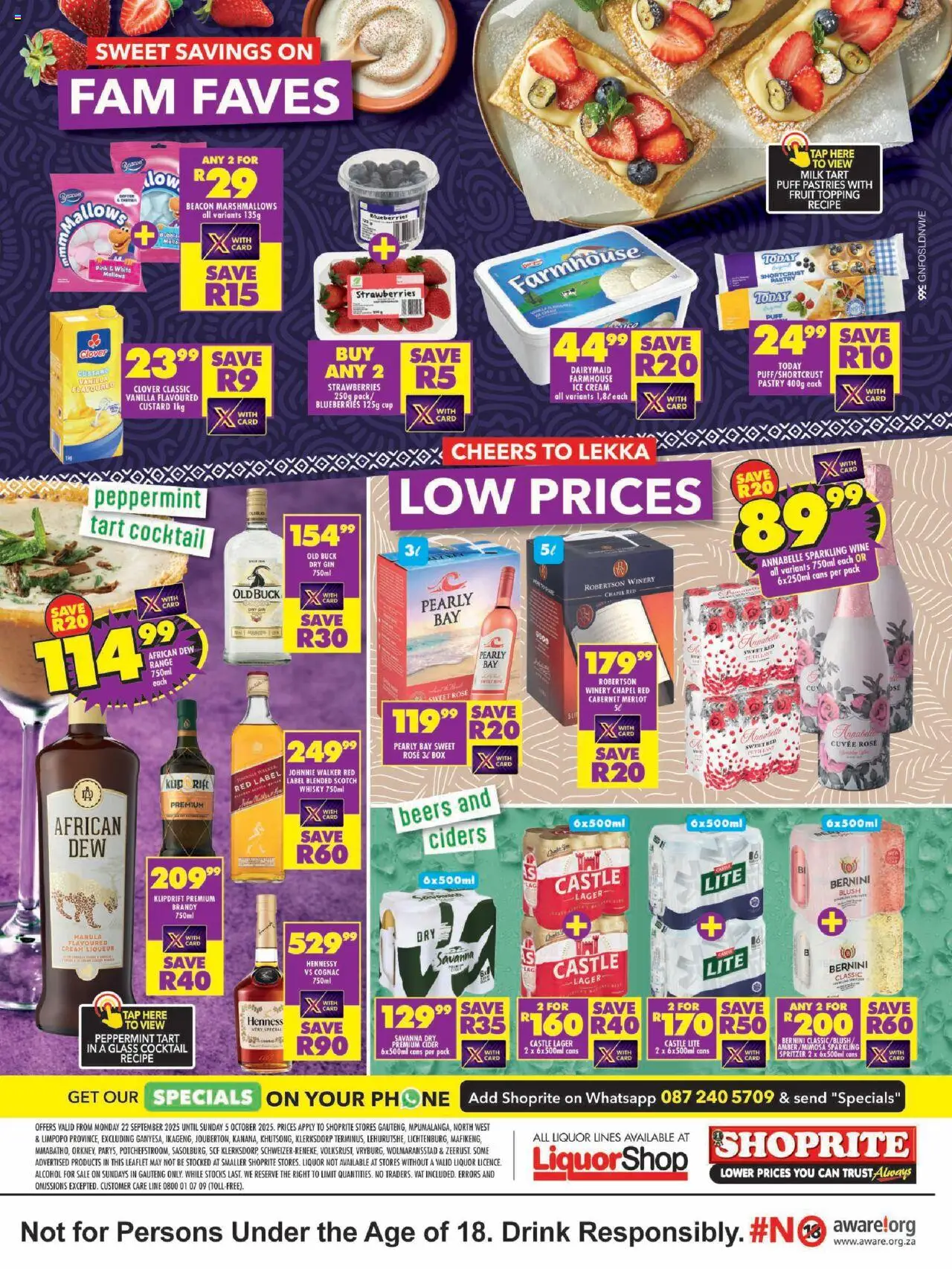 New Shoprite catalogue – valid from 22.09.2025 | Page: 4 | Products: Blueberries, Blush, Gin, Tap
