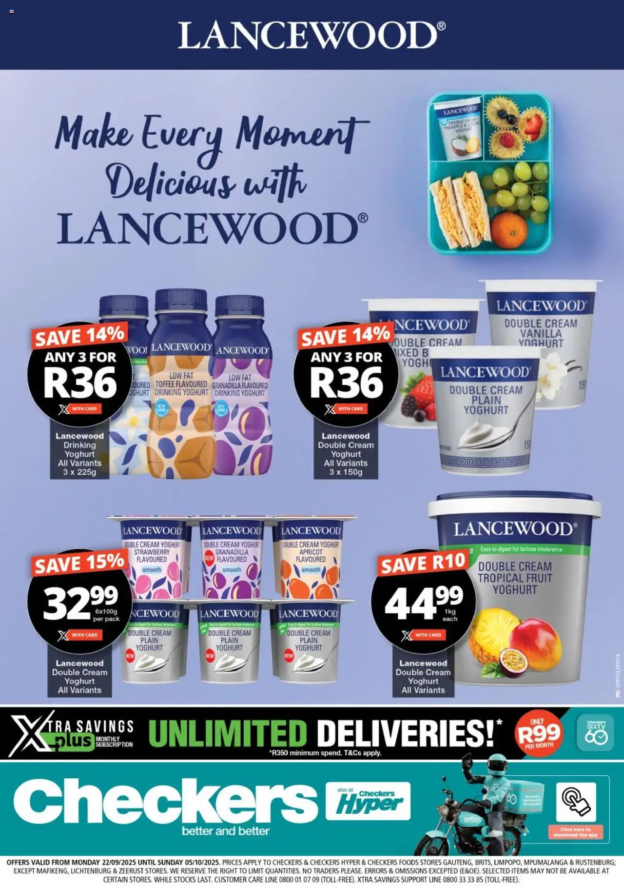 New Checkers catalogue – valid from 22.09.2025 | Page: 1 | Products: Yoghurt, Cream, Fruit