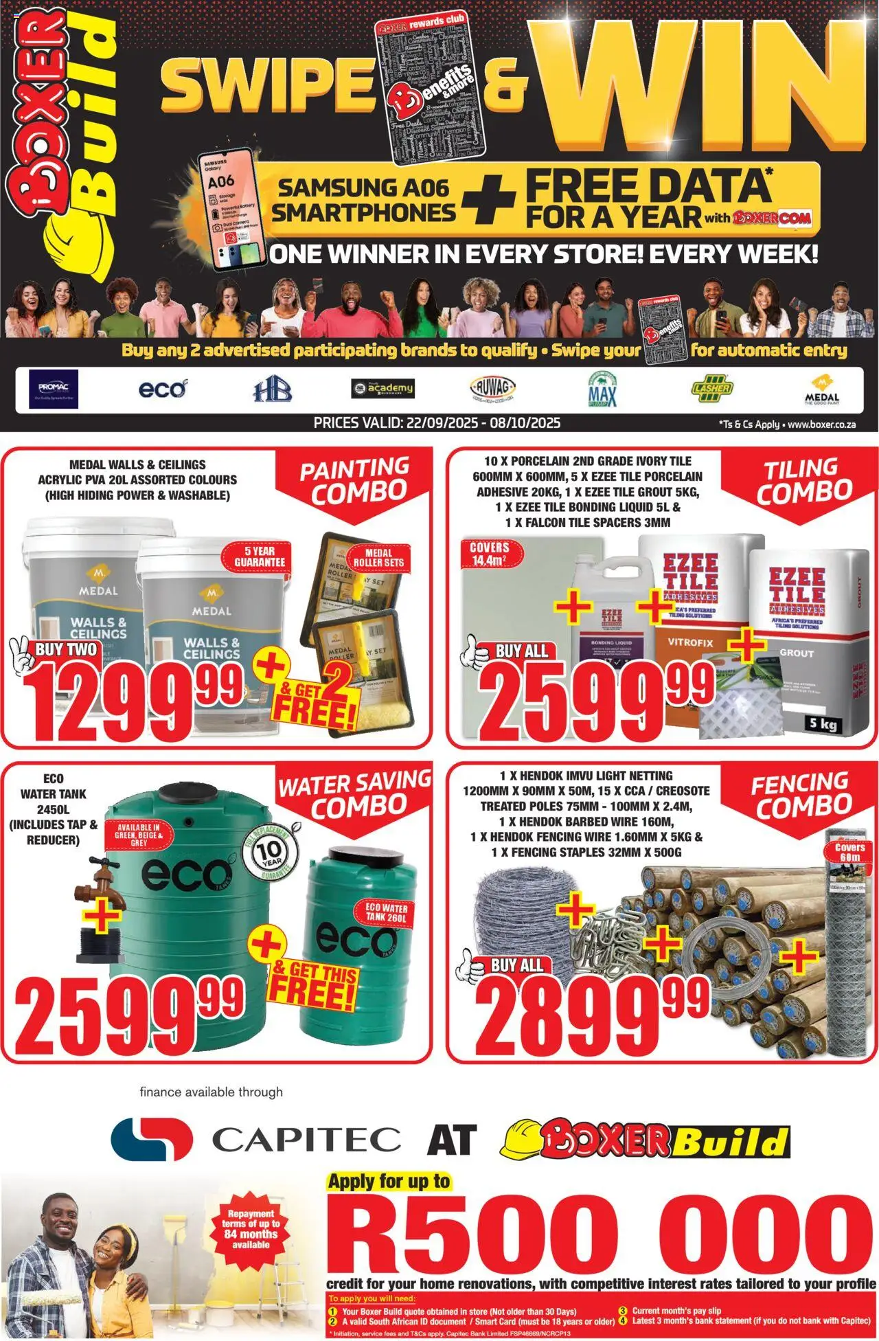 New Boxer catalogue – valid from 22.09.2025 | Page: 1 | Products: Battery, Tiling, Tap, Bonding liquid