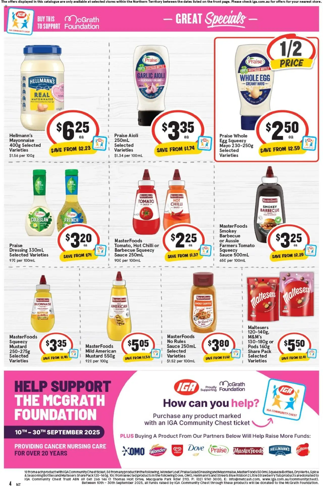 IGA catalogue - valid from 24.09.2025 | Page: 4 | Products: Mustard, Sauce, Chilli, Foundation
