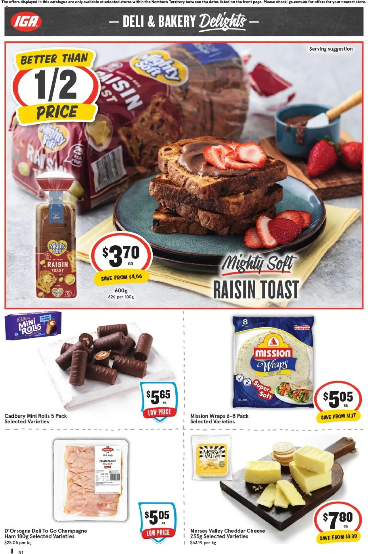 IGA catalogue - valid from 24.09.2025 | Page: 8 | Products: Light, Cheese, Ham, Bakery