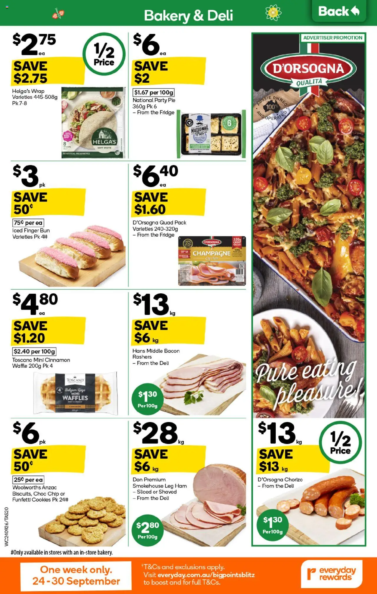 Woolworths catalogue - valid from 24.09.2025 | Page: 20 | Products: Bacon, Cheese, Ham, Waffles