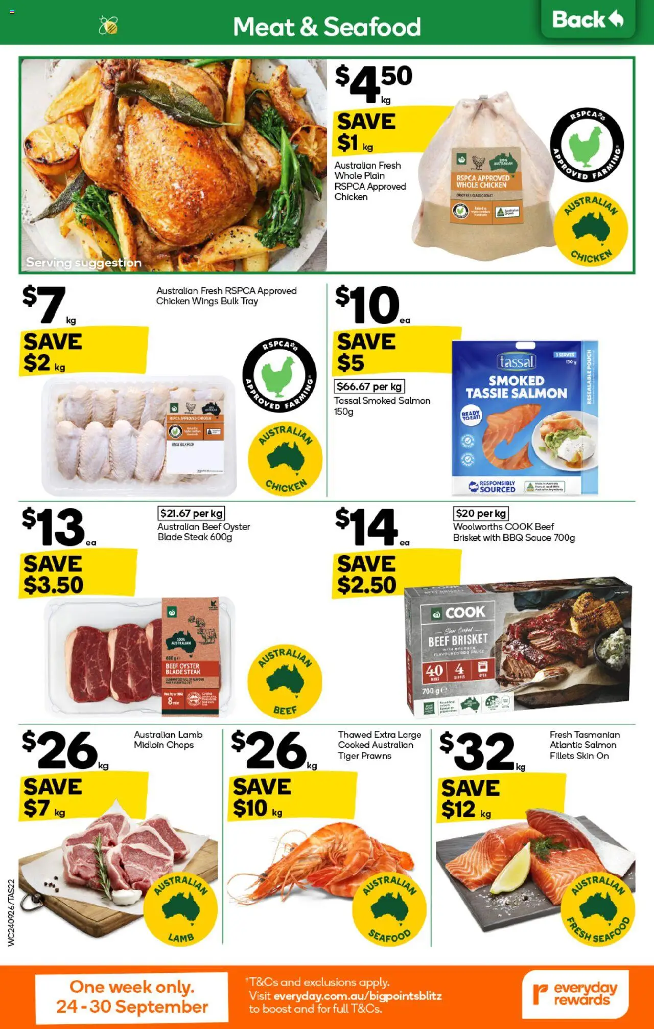 Woolworths catalogue - valid from 24.09.2025 | Page: 22 | Products: Beef, Steak, Sauce, Seafood