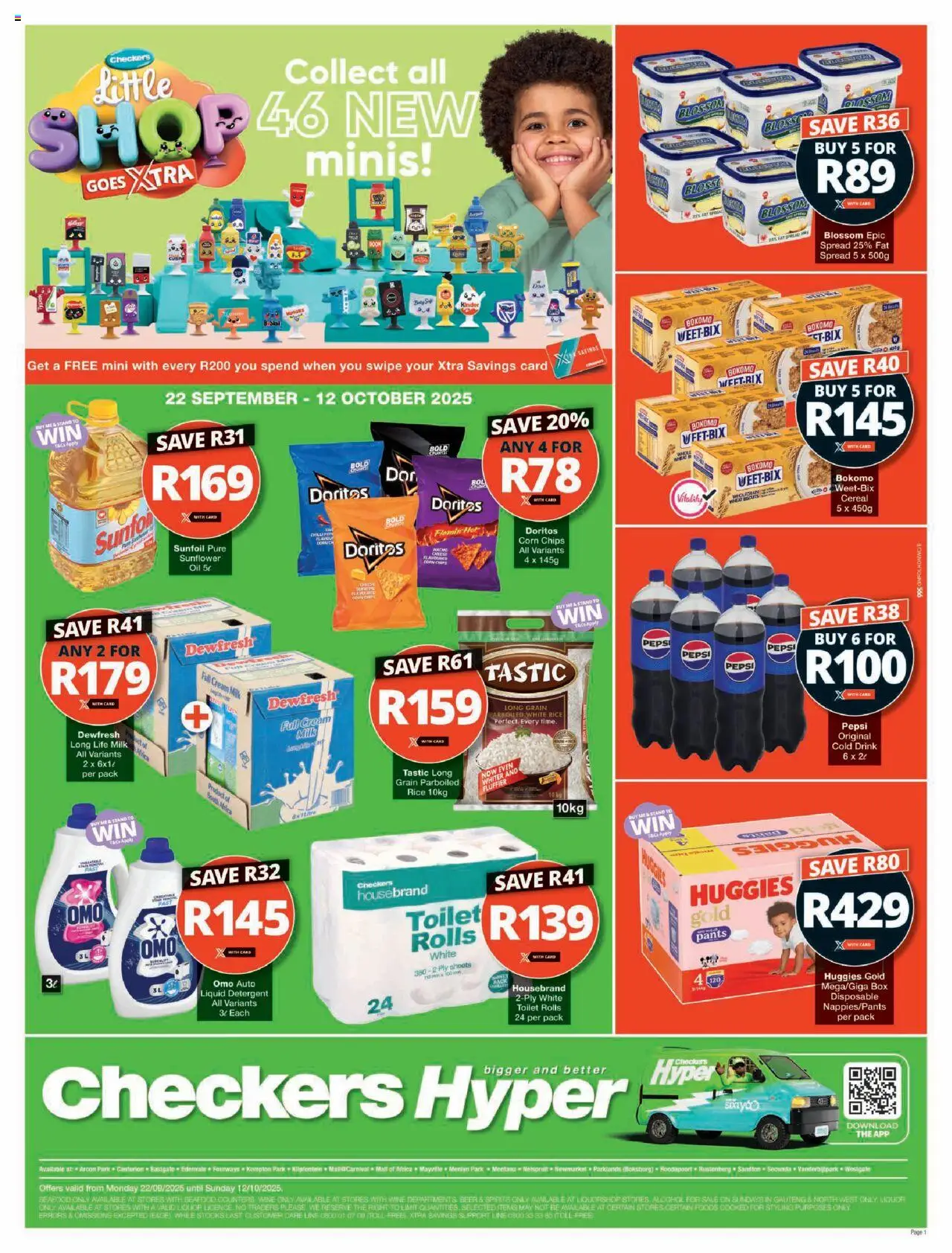 New Checkers catalogue – valid from 22.09.2025 | Page: 1 | Products: Corn, Pants, Oil, Rice