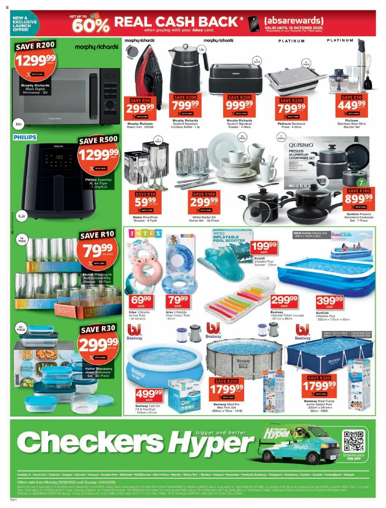 New Checkers catalogue – valid from 22.09.2025 | Page: 4 | Products: Glasses, Frame, Blender, Seafood