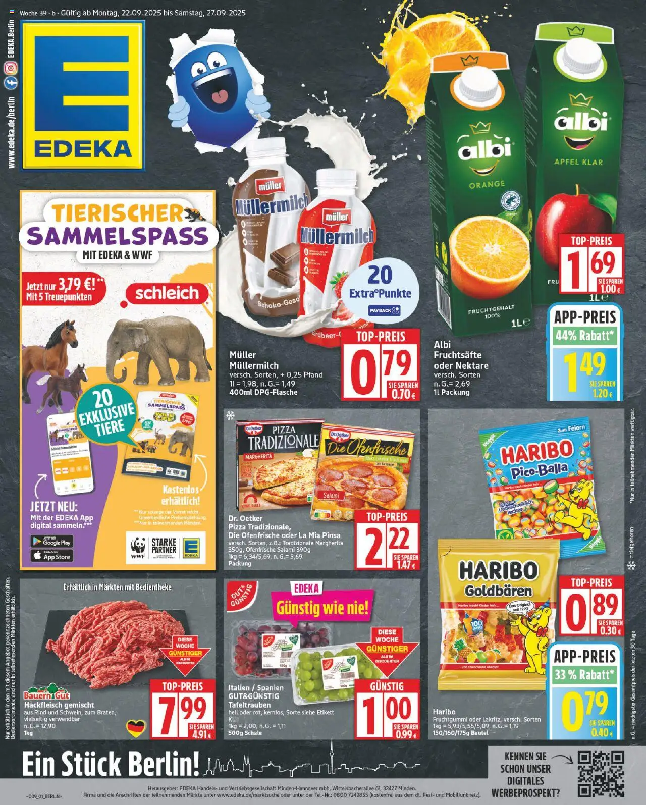 Edeka Prospekt 	 – gültig ab 22.09.2025 | Seite: 1 | Produkte: Haribo, Äpfel, Ofenfrische, Müllermilch