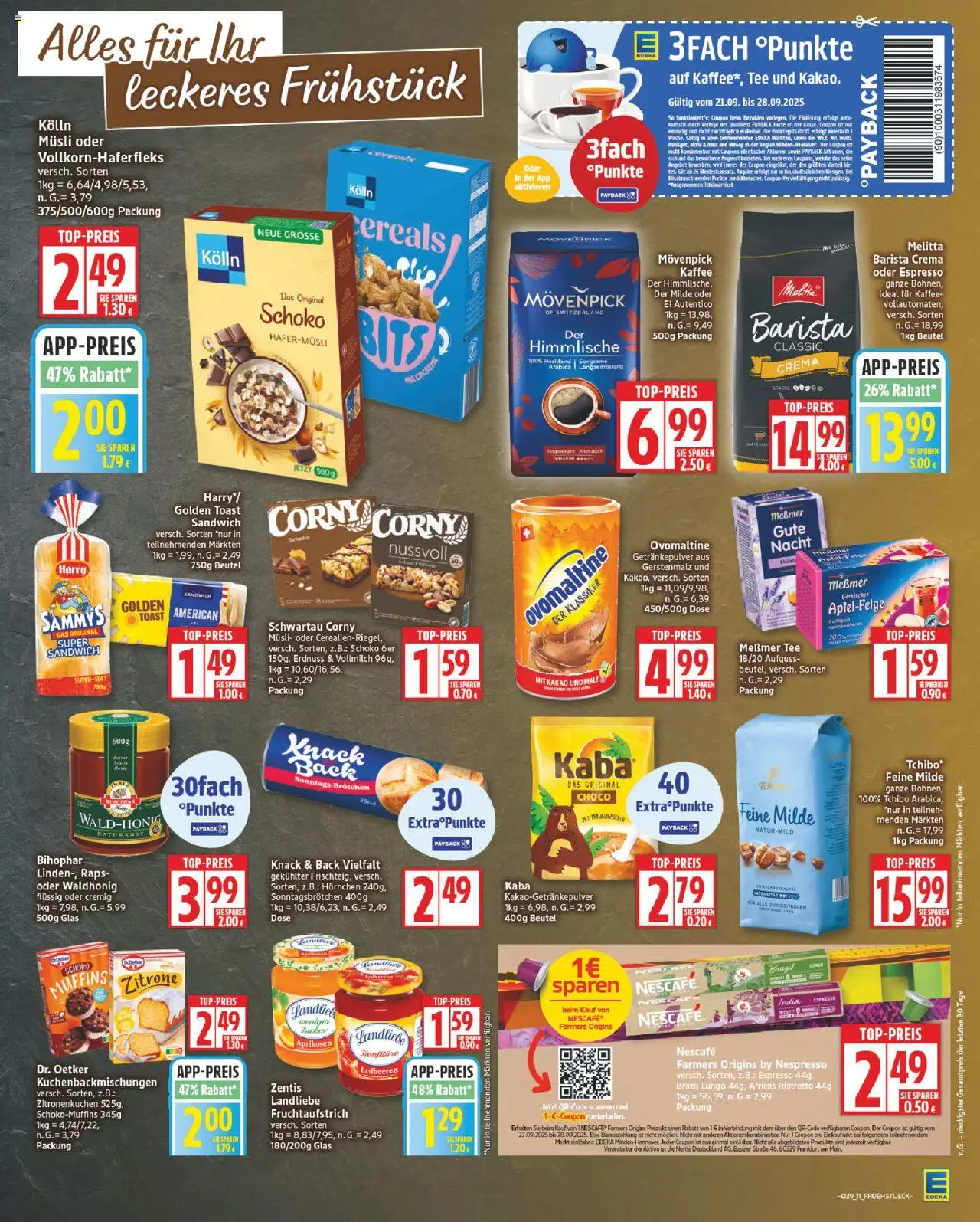 Edeka Prospekt 	 – gültig ab 22.09.2025 | Seite: 11 | Produkte: Kolln, Kolln musli, Messmer, Tee