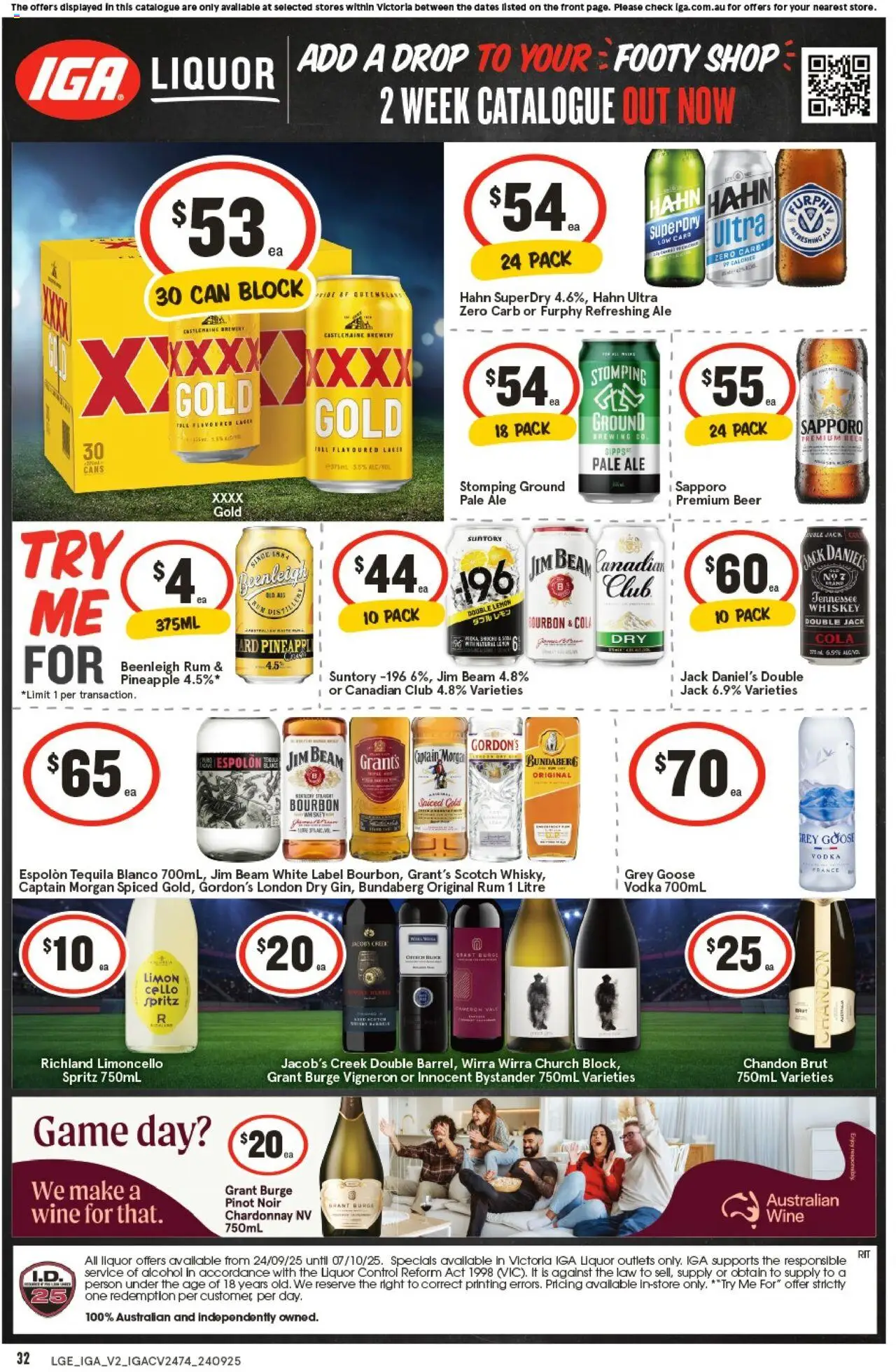 IGA catalogue - valid from 24.09.2025 | Page: 5 | Products: Beer, Rum, Lemon, Game