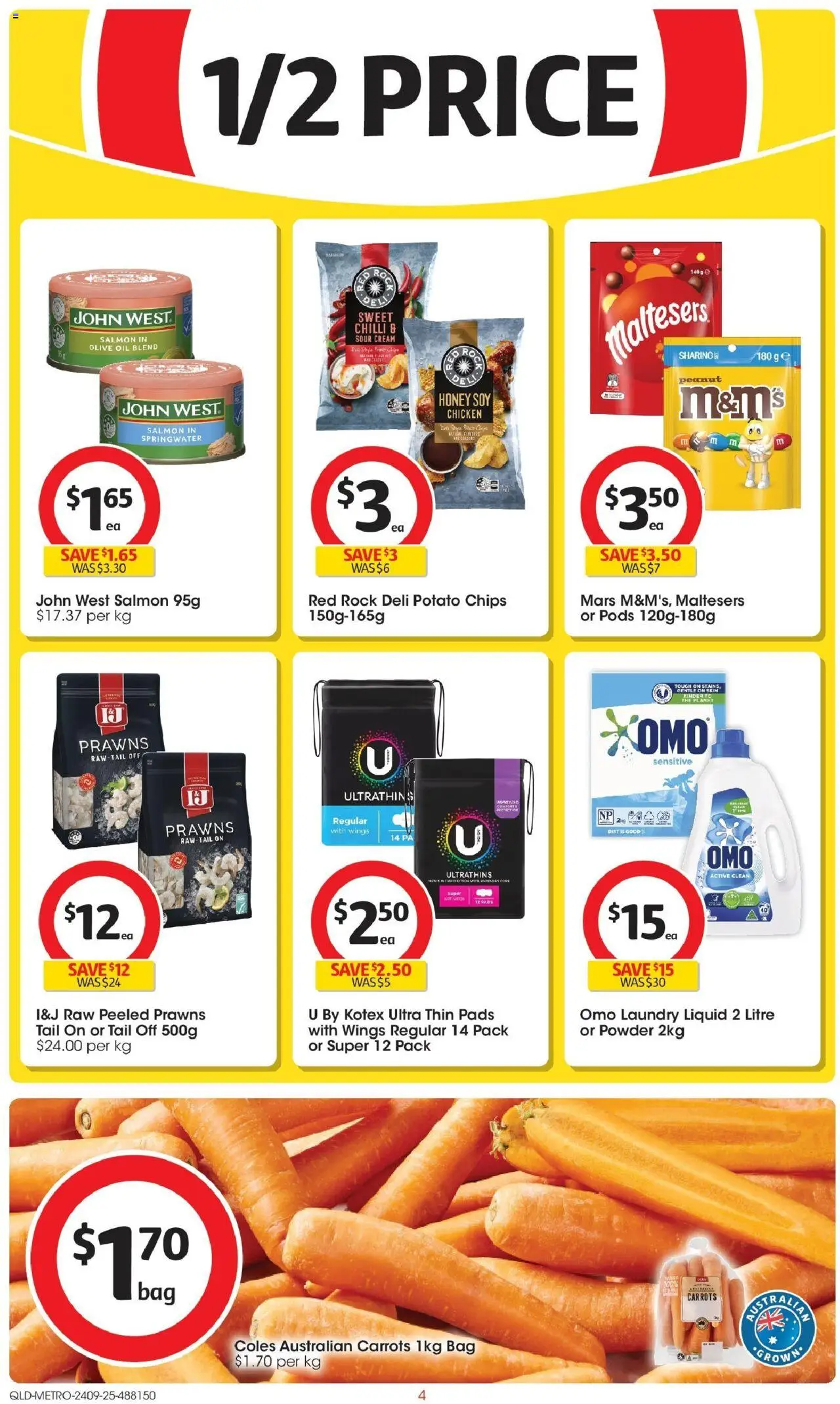 Coles catalogue - valid from 24.09.2025 | Page: 4 | Products: Powder, Chips, Carrots, Bag
