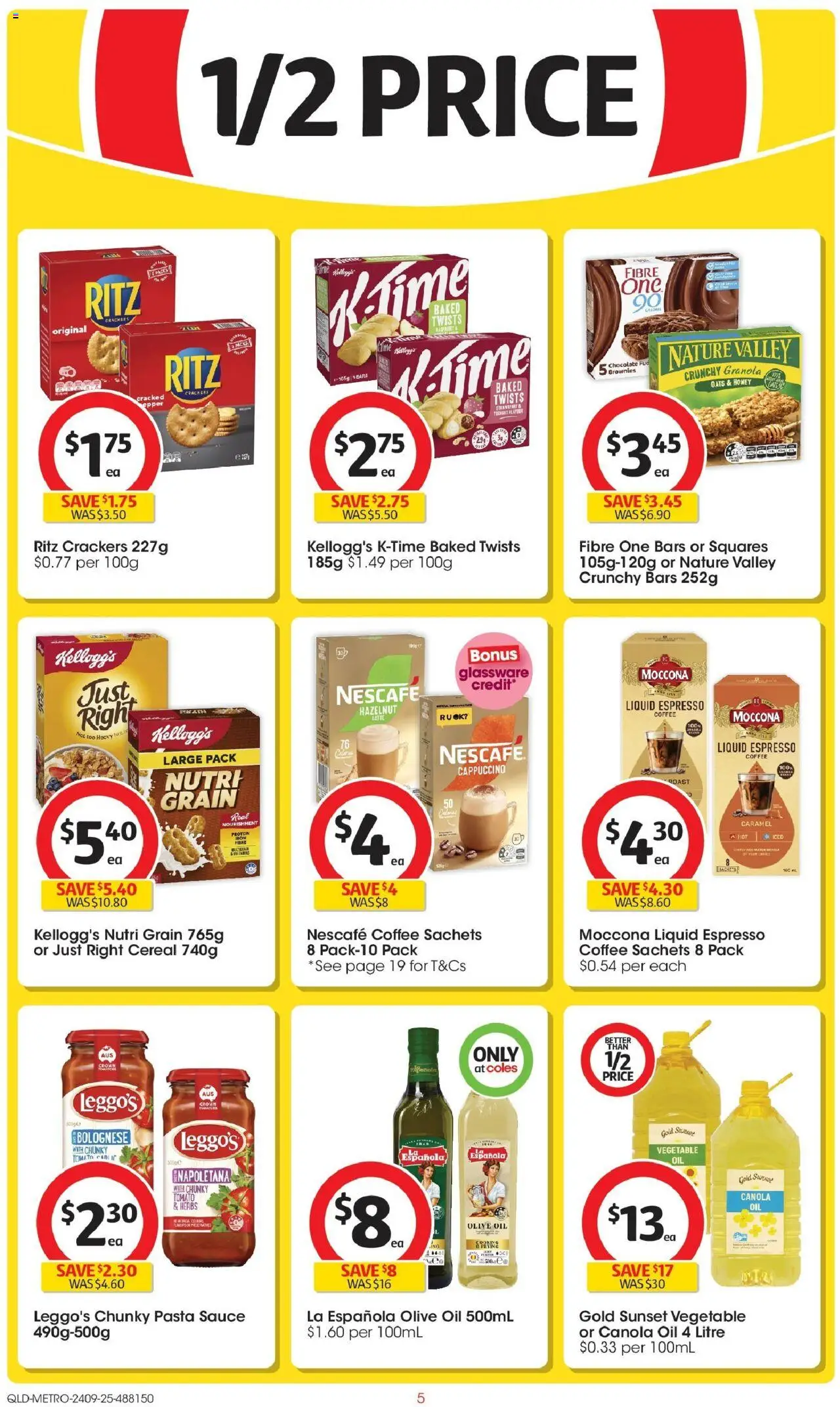 Coles catalogue - valid from 24.09.2025 | Page: 5 | Products: Glassware, Oats, Sauce, Moccona