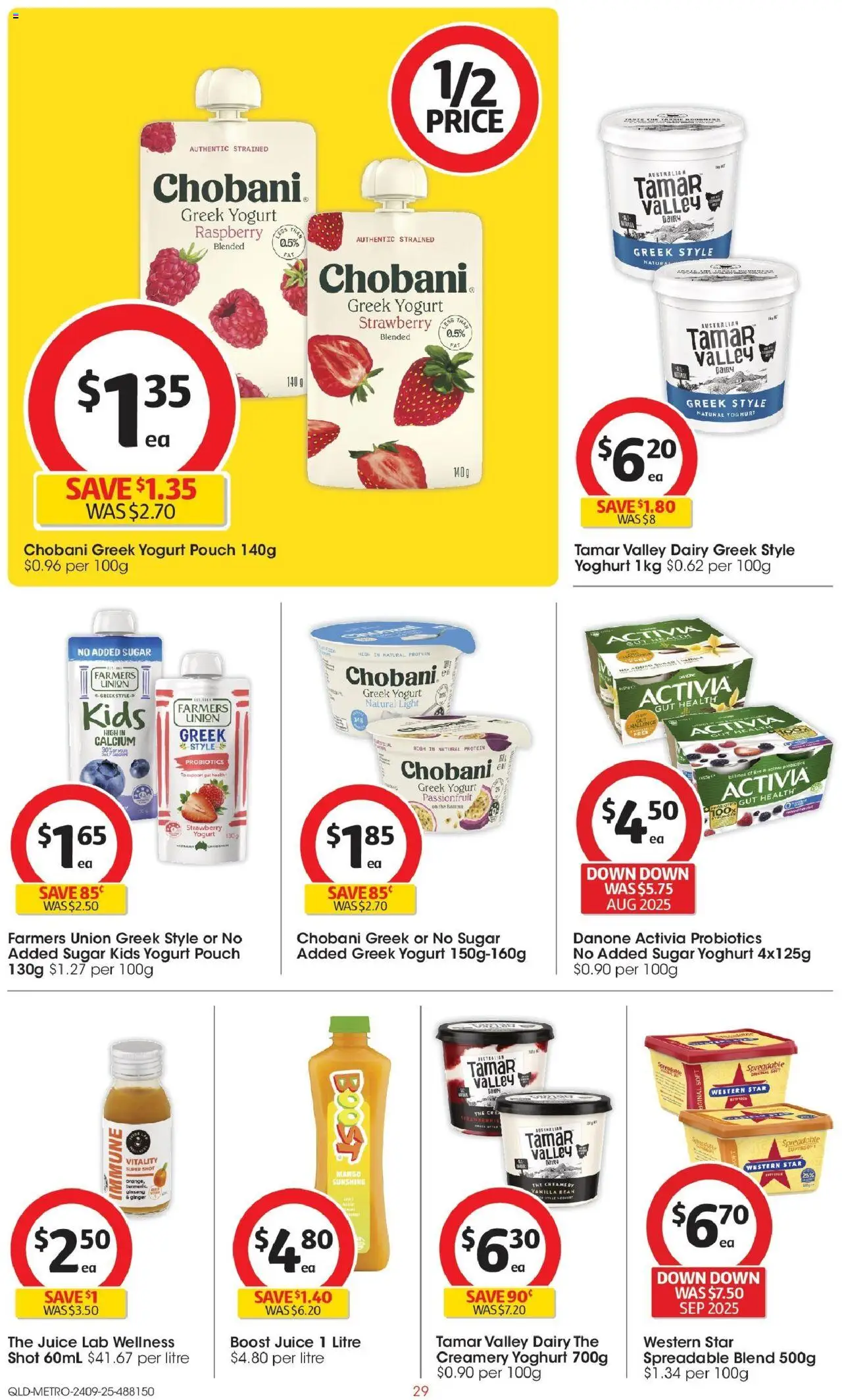 Coles catalogue - valid from 24.09.2025 | Page: 29 | Products: Yoghurt, Juice, Passionfruit, Raspberry