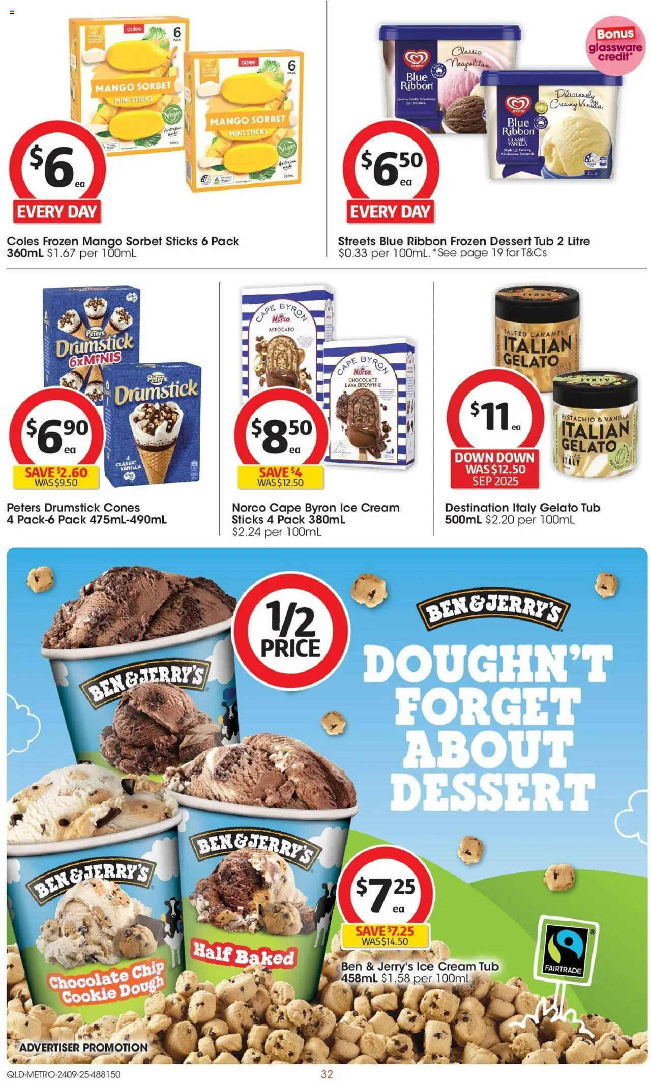 Coles catalogue - valid from 24.09.2025 | Page: 32 | Products: Chocolate, Glassware, Cream, Mango
