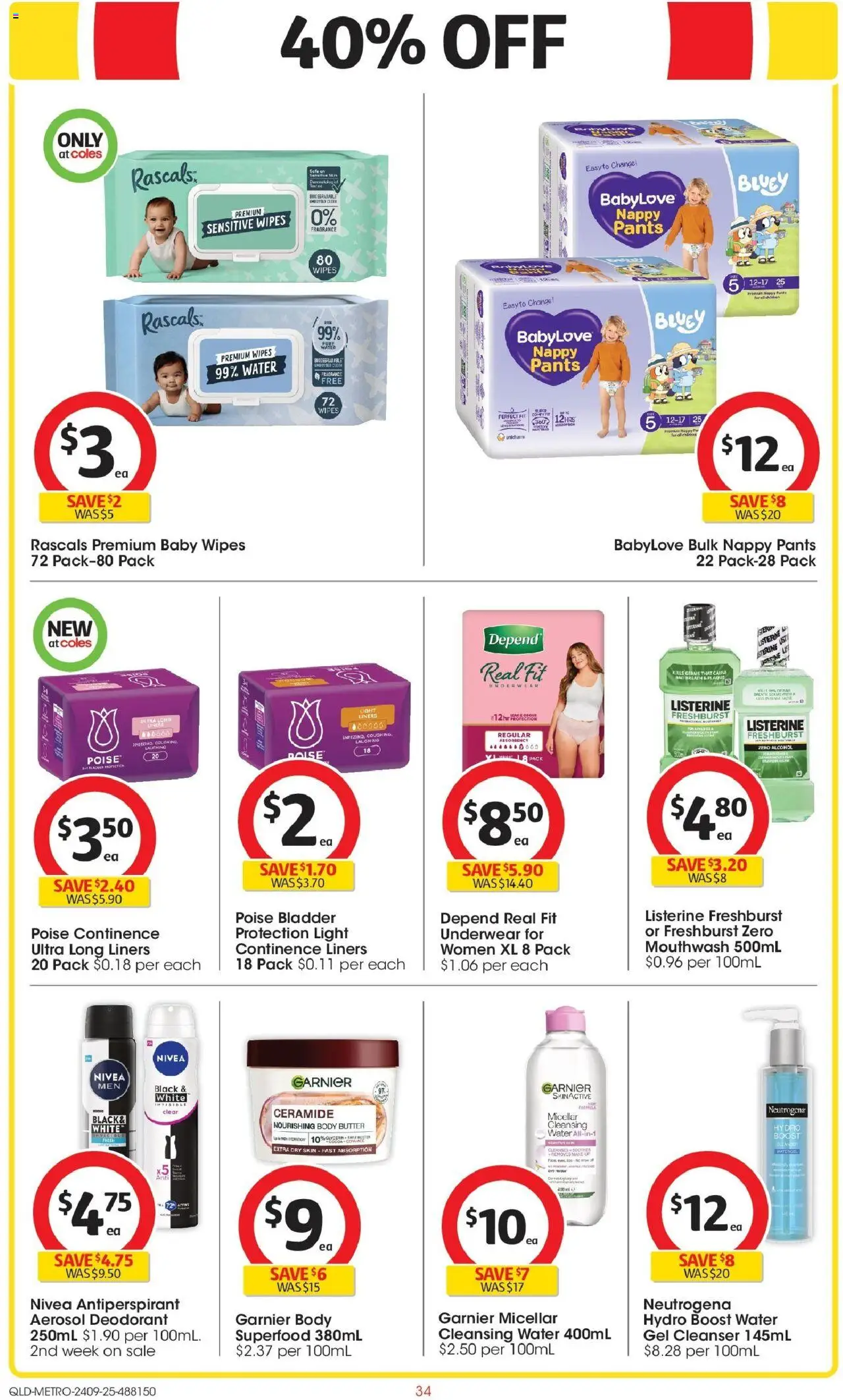 Coles catalogue - valid from 24.09.2025 | Page: 34 | Products: Fragrance, Butter, Antiperspirant, Pants