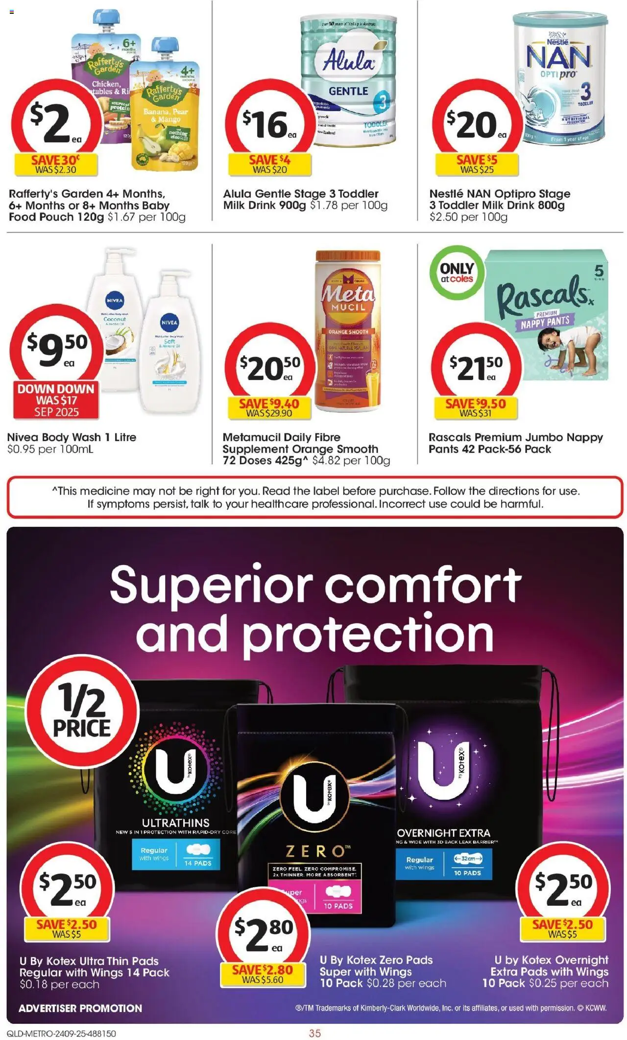 Coles catalogue - valid from 24.09.2025 | Page: 35 | Products: Milk, Pants, Mango, Pear
