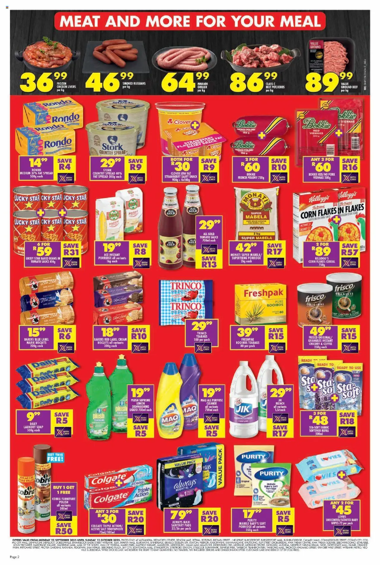 New Shoprite catalogue – valid from 22.09.2025 | Page: 2 | Products: BB cream, Beans, Baked beans, Bleach