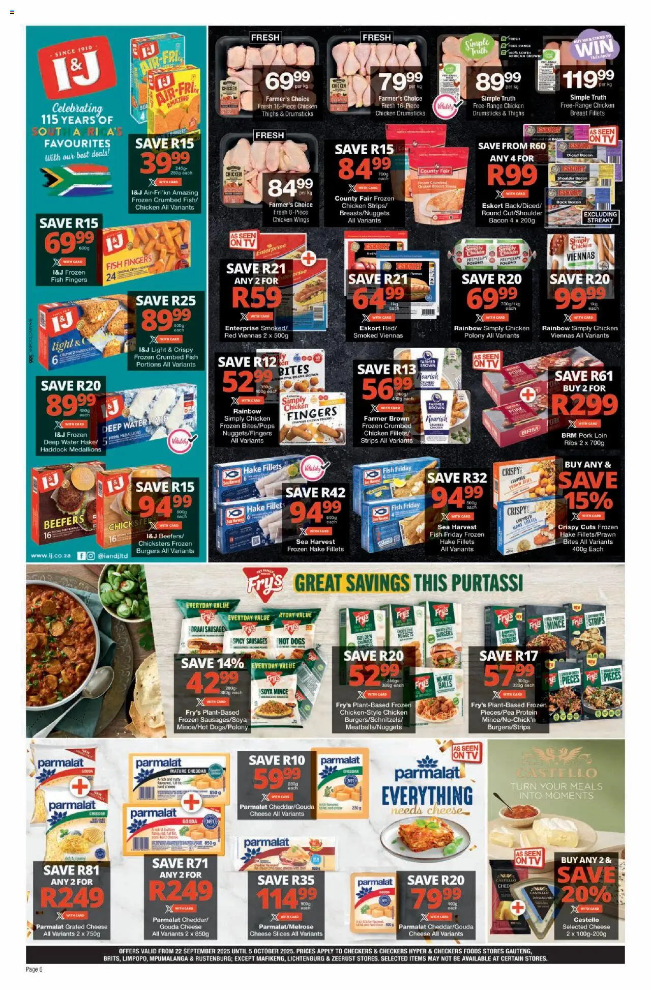New Checkers catalogue – valid from 22.09.2025 | Page: 6 | Products: Detergente líquido, Ribs, Soya mince, Sausage