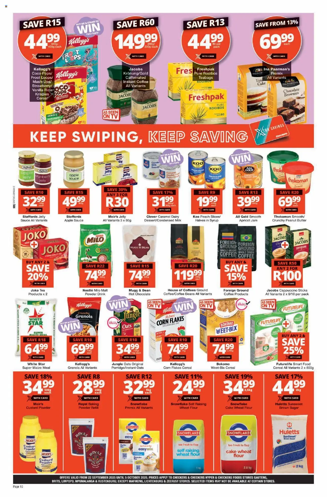 New Checkers catalogue – valid from 22.09.2025 | Page: 10 | Products: Jam, Milk, Syrup, Caramel