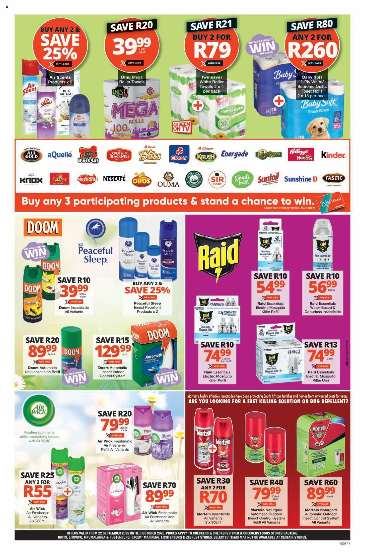 New Checkers catalogue – valid from 22.09.2025 | Page: 17 | Products: Diffuser, Toilet, Air freshener, Noodles