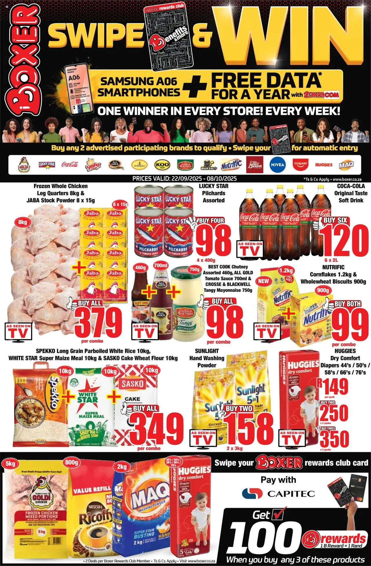 New Boxer catalogue – valid from 22.09.2025 | Page: 1 | Products: Pilchards, Maize meal, Powder, Stock