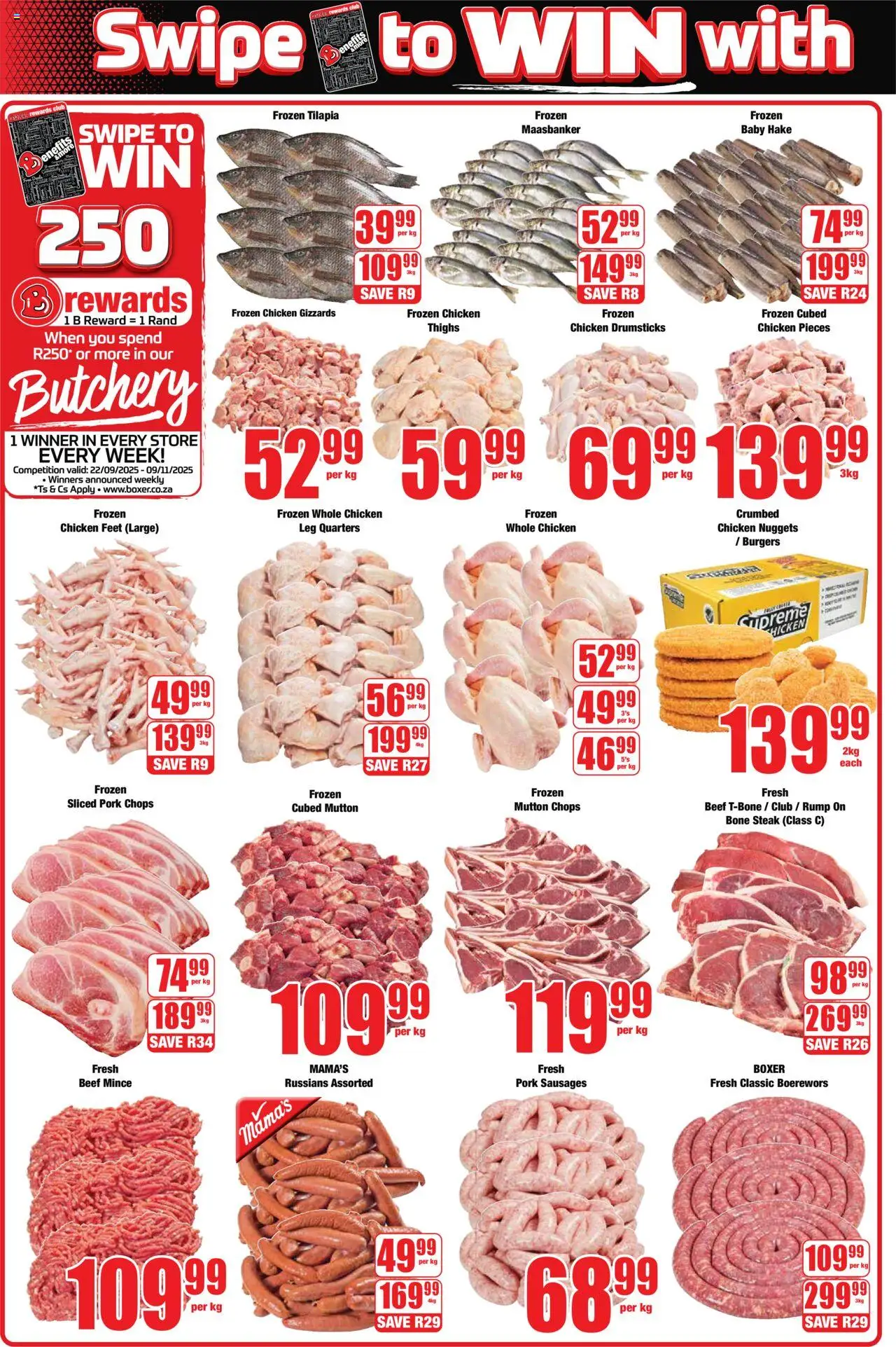 New Boxer catalogue – valid from 22.09.2025 | Page: 2 | Products: Steak, Chicken, Pork, Burgers