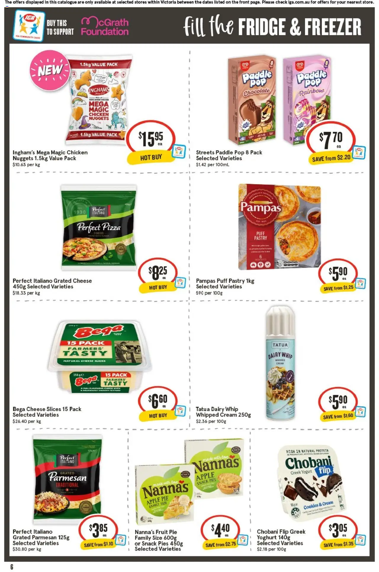 IGA catalogue - valid from 24.09.2025 | Page: 6 | Products: Cheese, Pizza, Foundation, Fridge