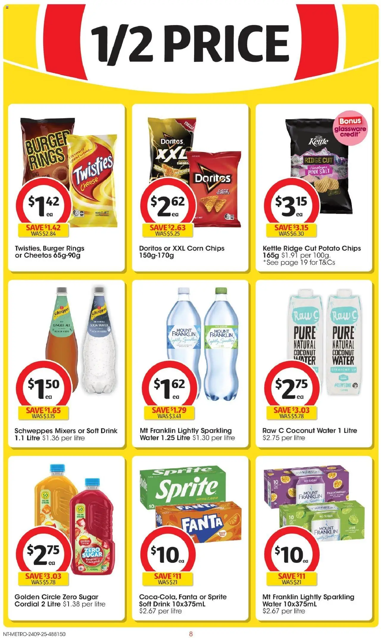 Coles catalogue - valid from 24.09.2025 | Page: 8 | Products: Ginger, Chips, Passionfruit, Water