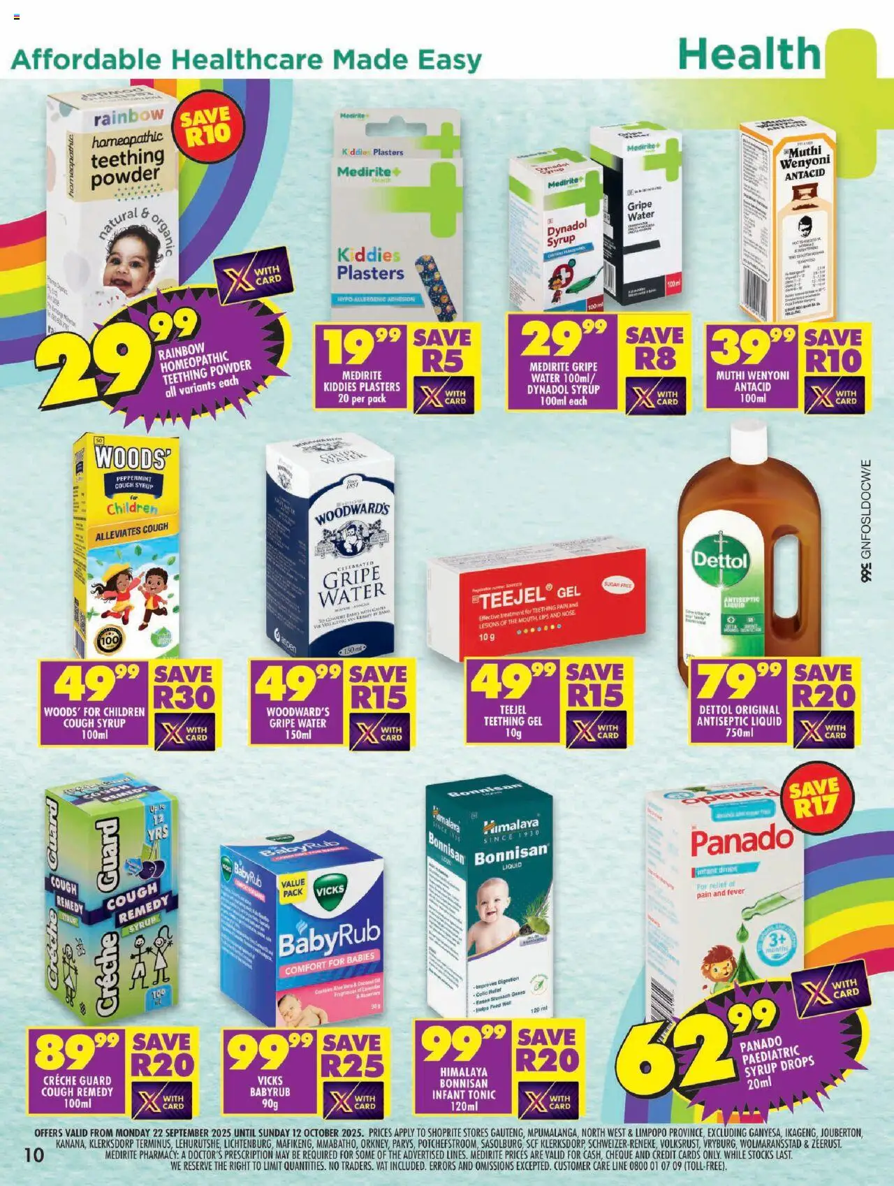 New Shoprite catalogue – valid from 22.09.2025 | Page: 10 | Products: Powder, Syrup, Water, Sugar