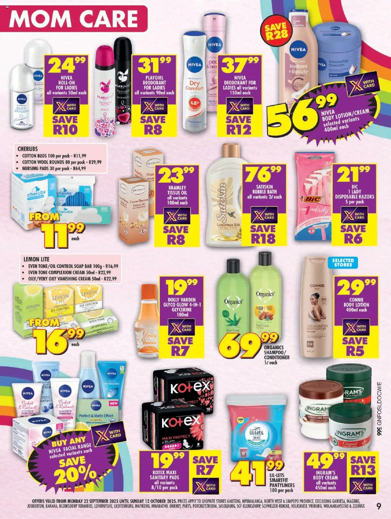 New Shoprite catalogue – valid from 22.09.2025 | Page: 9 | Products: Butter, Body cream, Soap, Deodorant