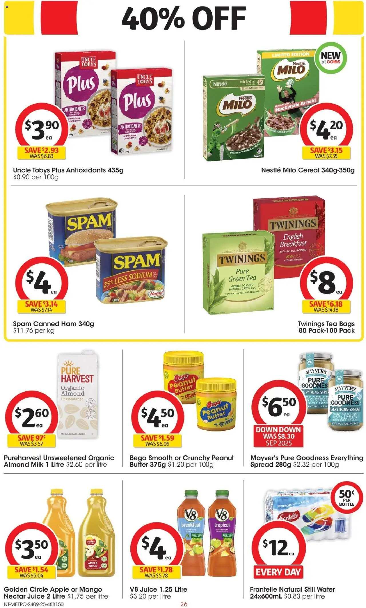 Coles catalogue - valid from 24.09.2025 | Page: 26 | Products: Ham, Tea, Mango, Blueberries