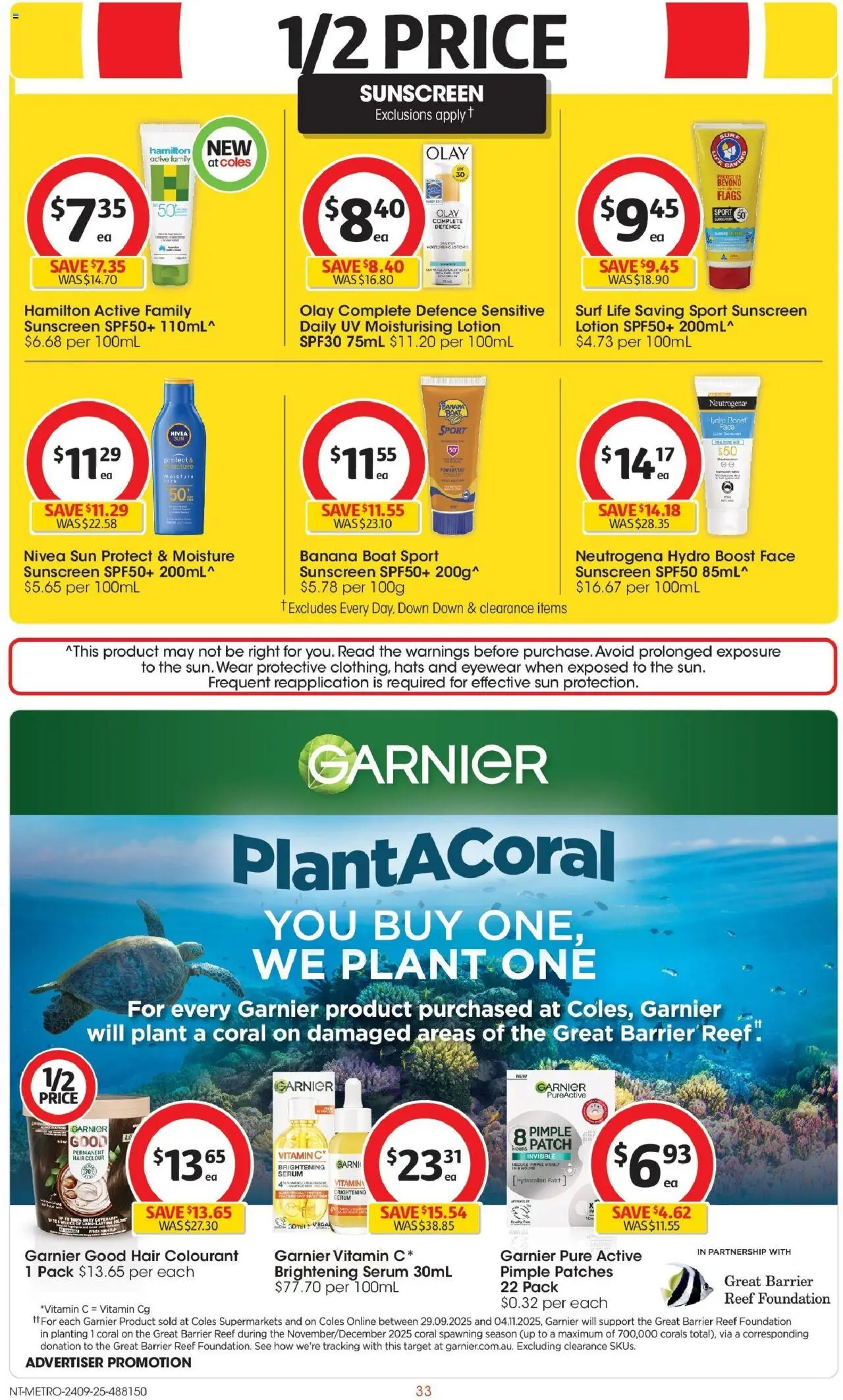 Coles catalogue - valid from 24.09.2025 | Page: 33 | Products: Plant, Sunscreen, Foundation, Vitamin