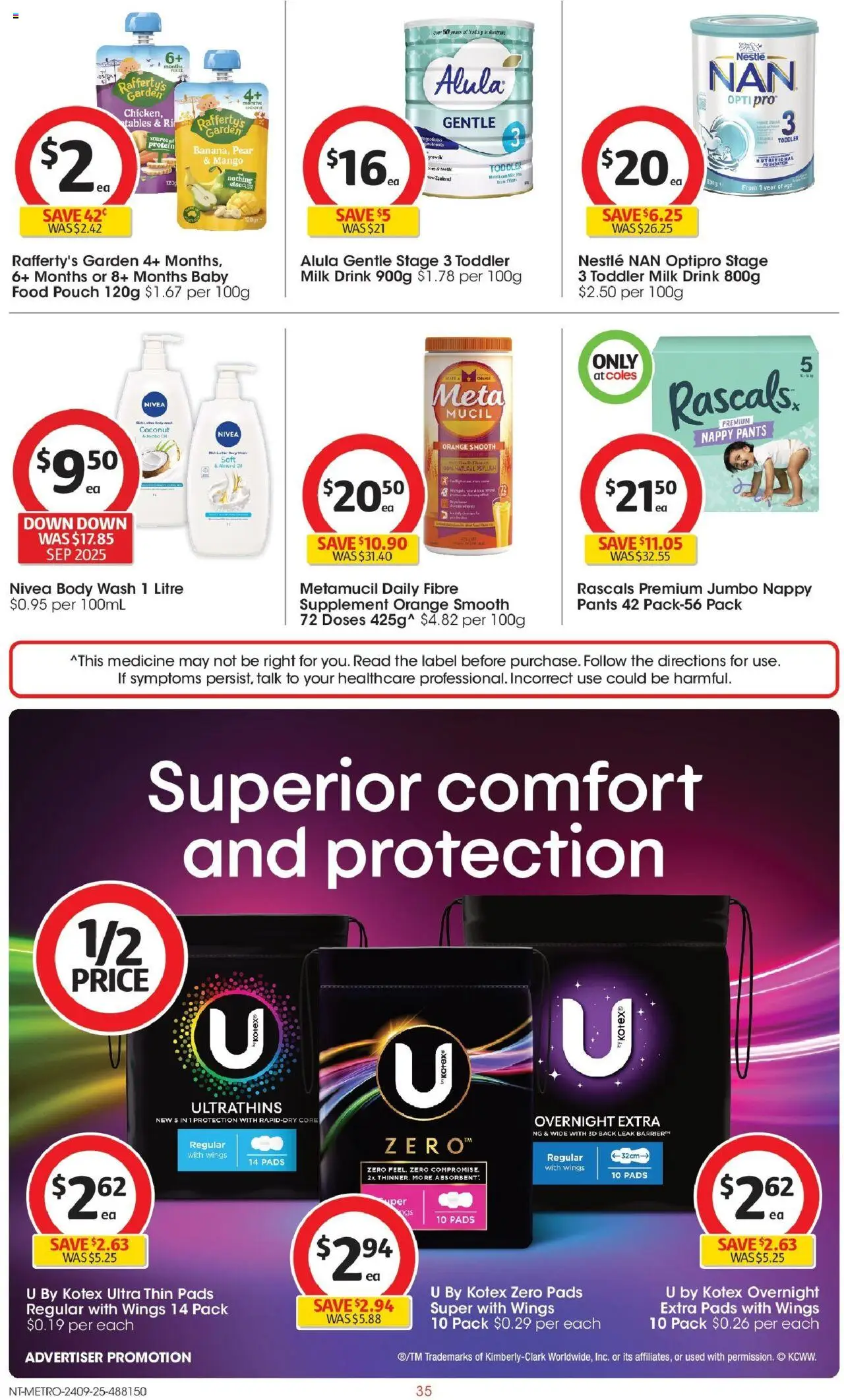 Coles catalogue - valid from 24.09.2025 | Page: 35 | Products: Milk, Pants, Mango, Pear