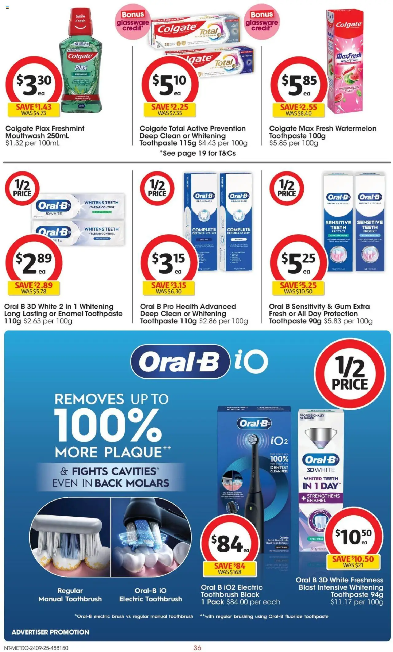 Coles catalogue - valid from 24.09.2025 | Page: 36 | Products: Mouthwash, Toothbrush, Watermelon, Electric toothbrush