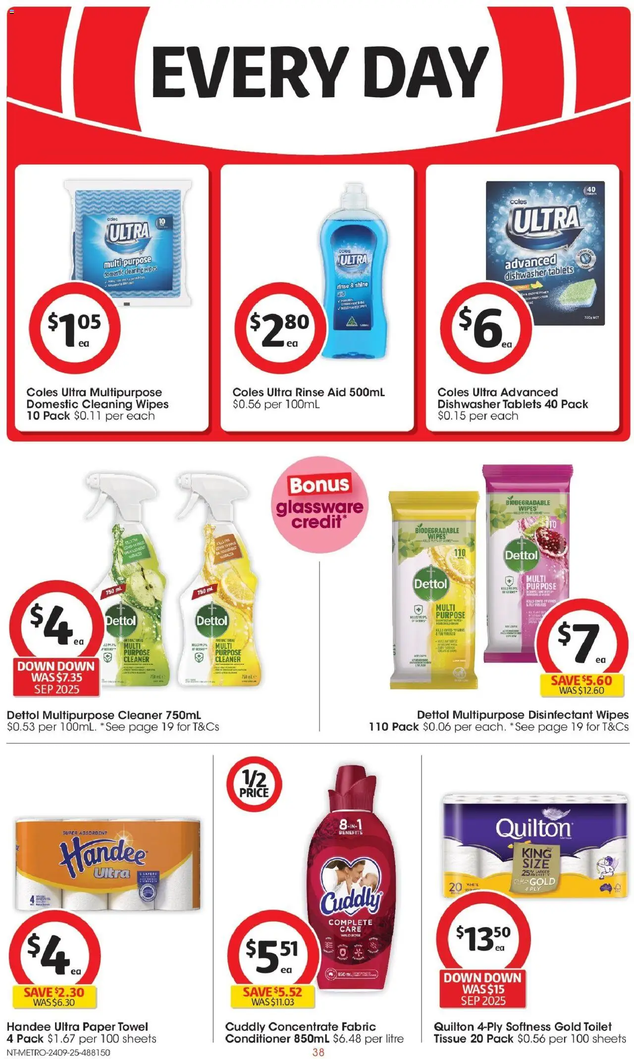 Coles catalogue - valid from 24.09.2025 | Page: 38 | Products: Cleaner, Glassware, Domestic, Dishwasher