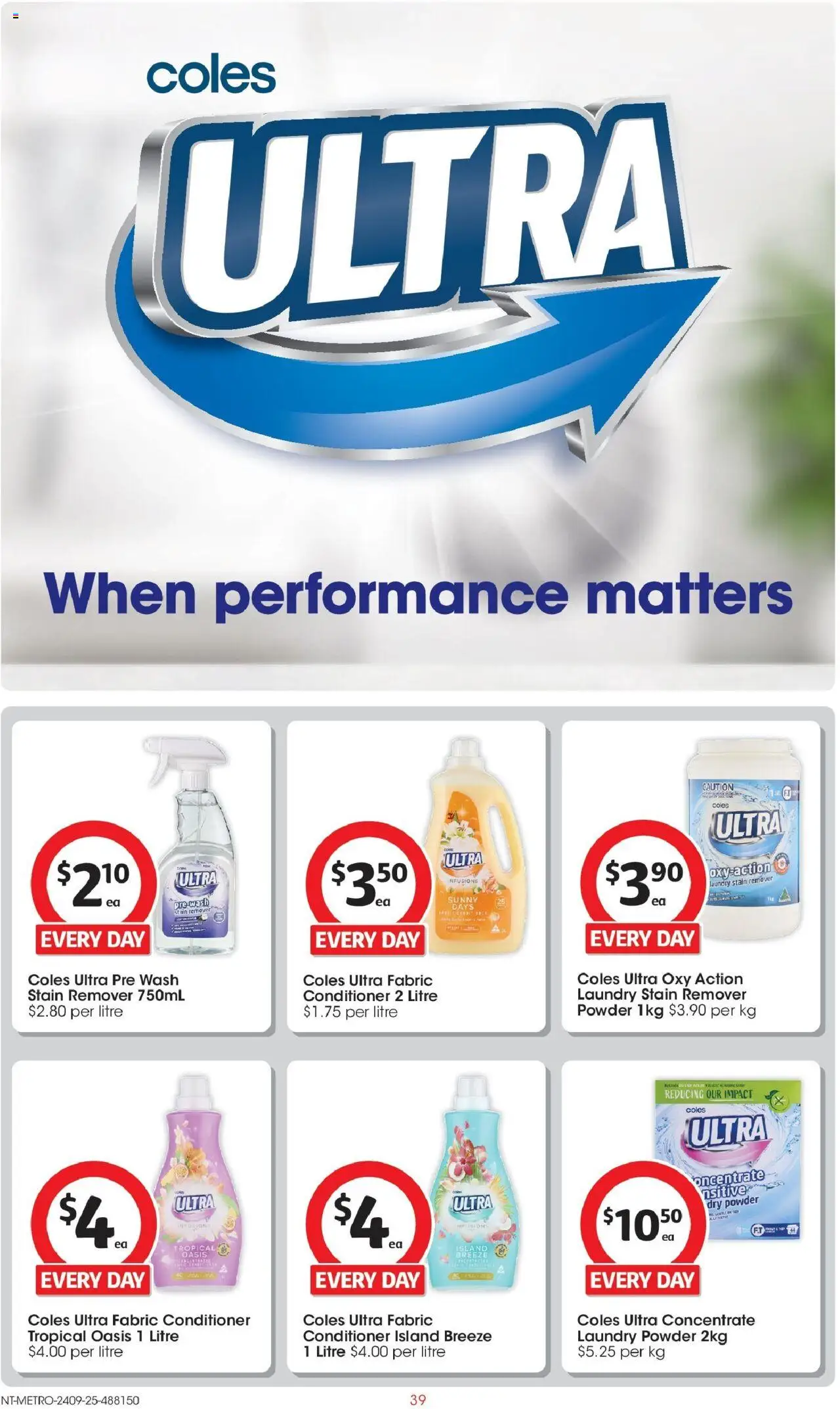 Coles catalogue - valid from 24.09.2025 | Page: 39 | Products: Powder, Conditioner, Stain remover, Laundry