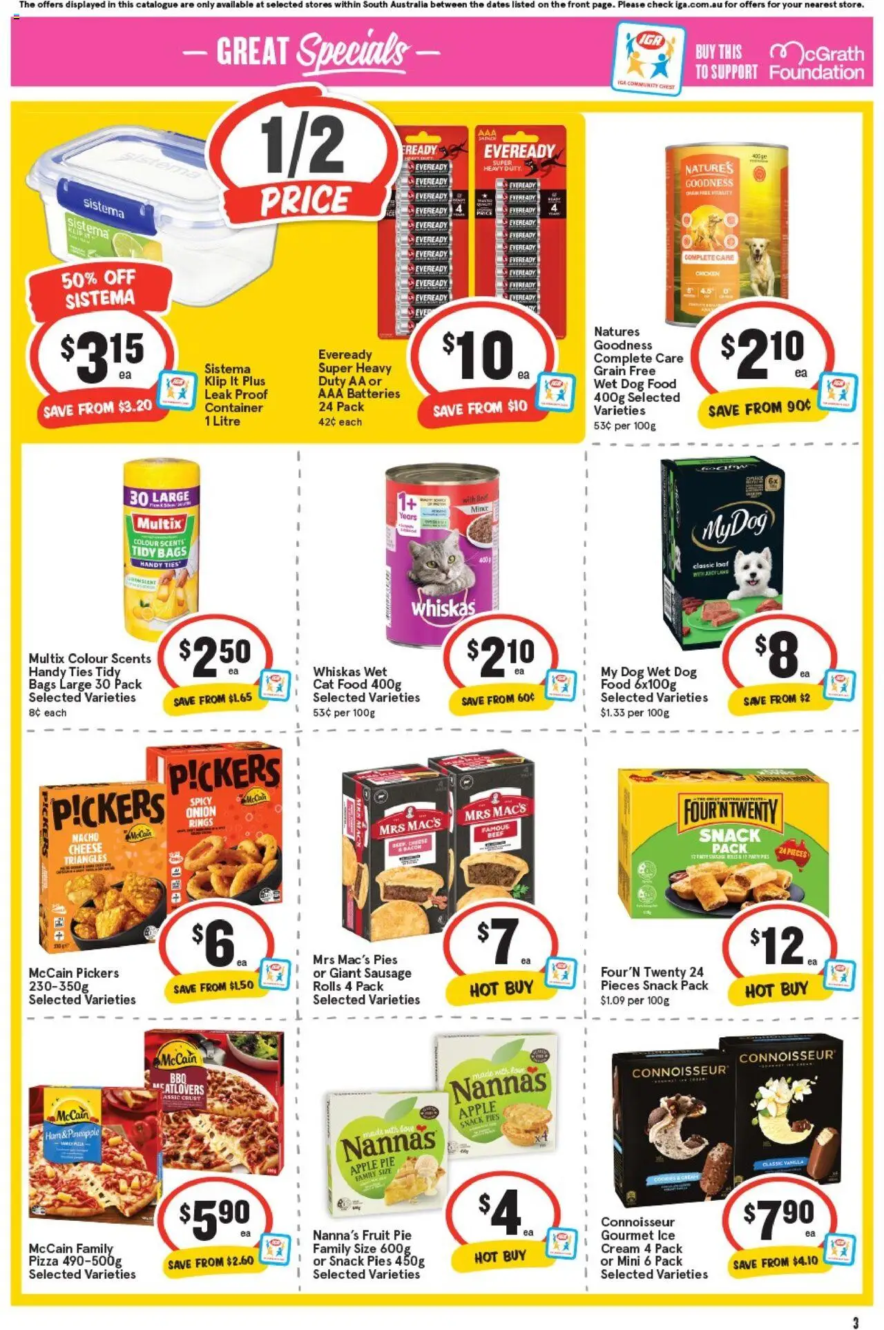IGA catalogue - valid from 24.09.2025 | Page: 3 | Products: Bacon, Beef, Cream, Batteries