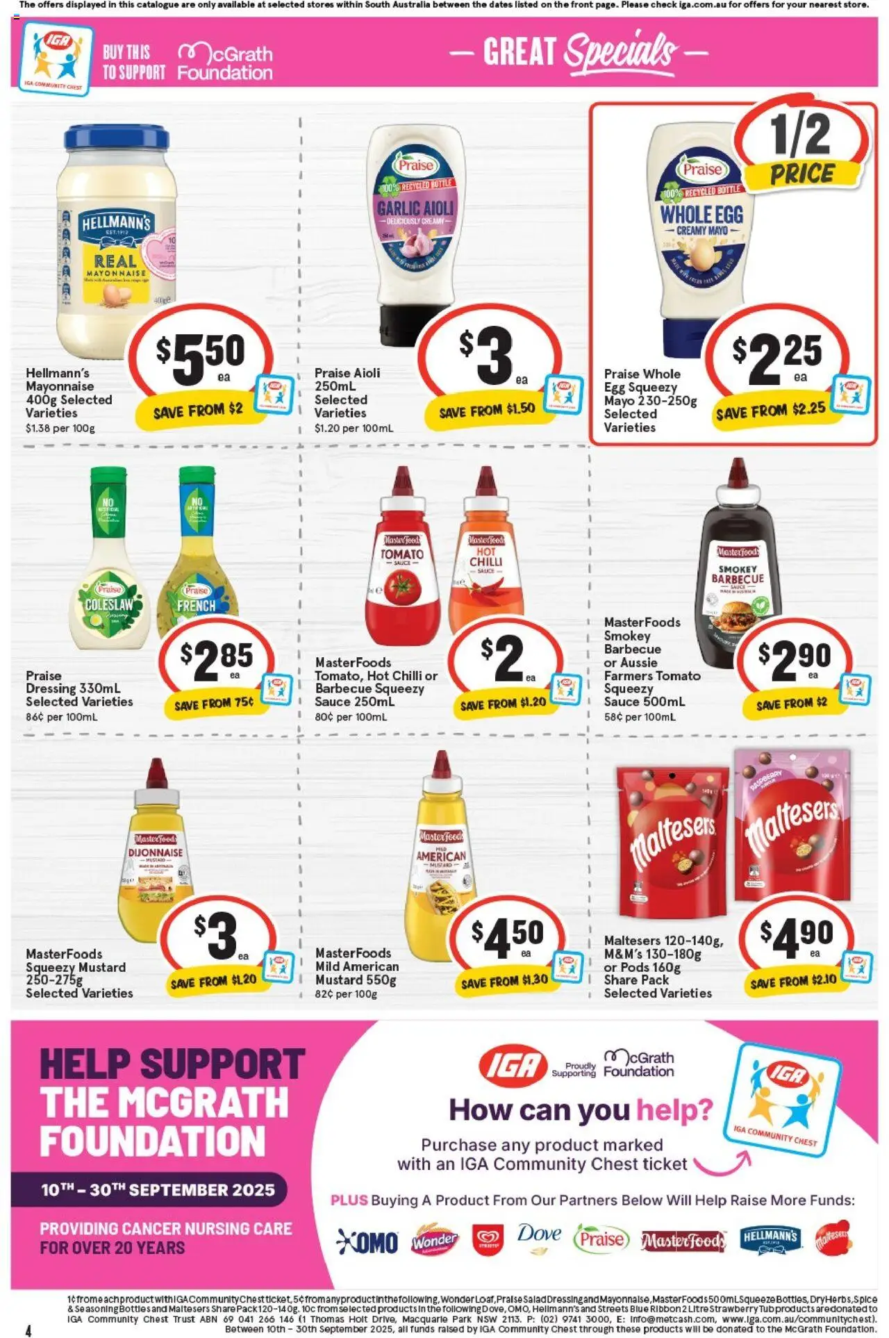 IGA catalogue - valid from 24.09.2025 | Page: 4 | Products: Mustard, Mayonnaise, Sauce, Chilli